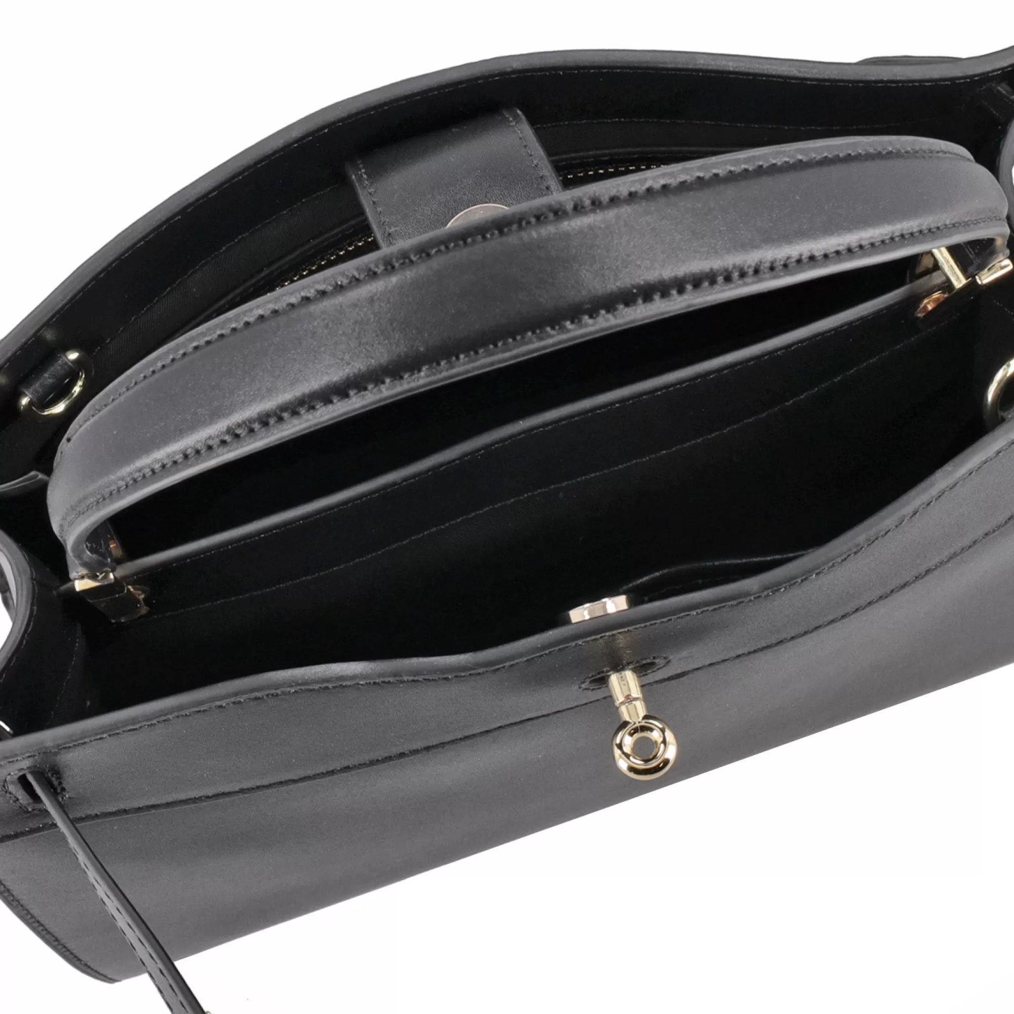 Borse A Mano*Tosca Blu Borsa A Mano "Caffe" Nera In 100% Pelle Liscia Nero