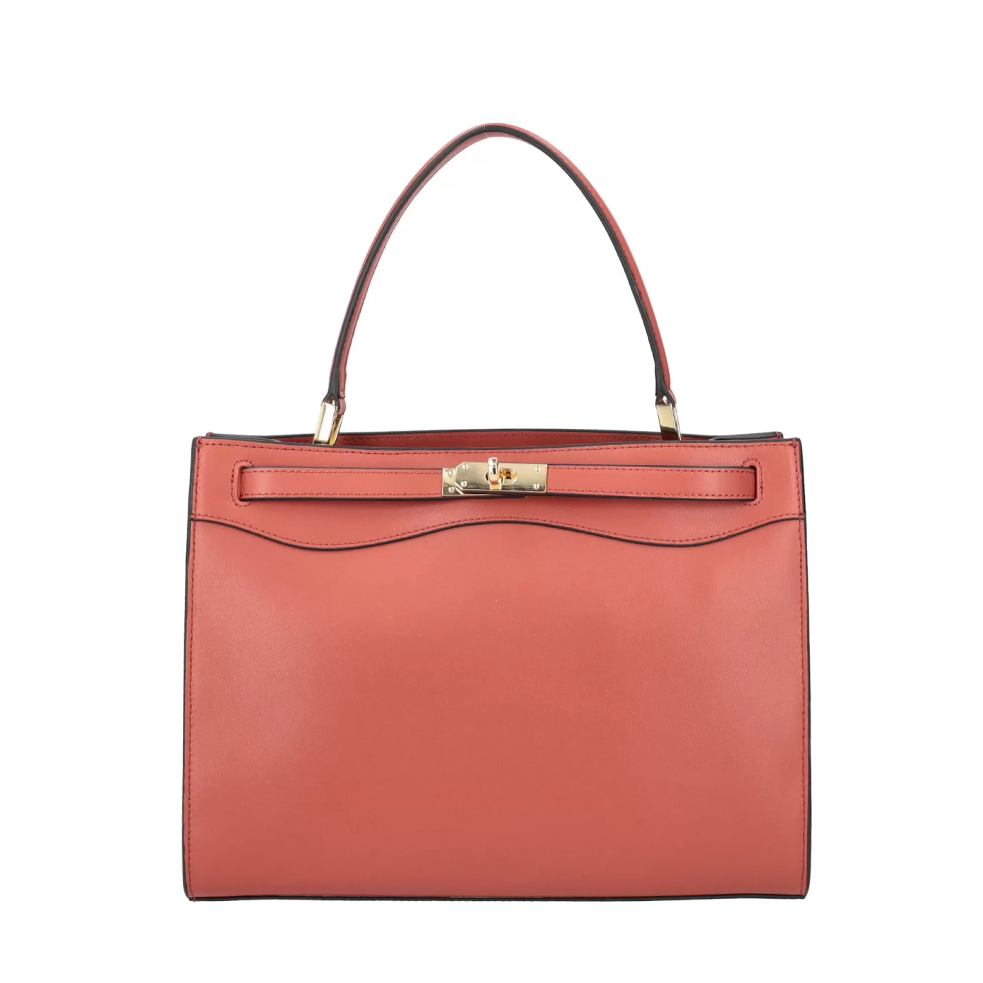 Borse A Mano*Tosca Blu Borsa A Mano Grande "Caffe\\\\\\\\" In 100% Pelle Liscia Color Mattone Arancione