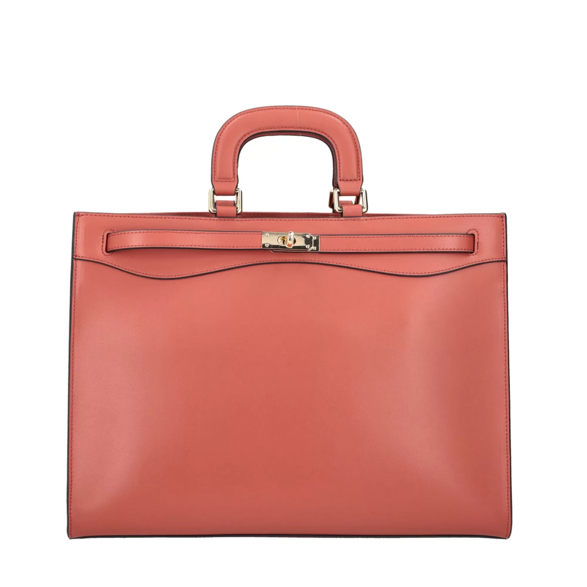 Borse A Mano*Tosca Blu Borsa A Mano Grande "Caffe" In 100% Pelle Liscia Color Mattone Arancione