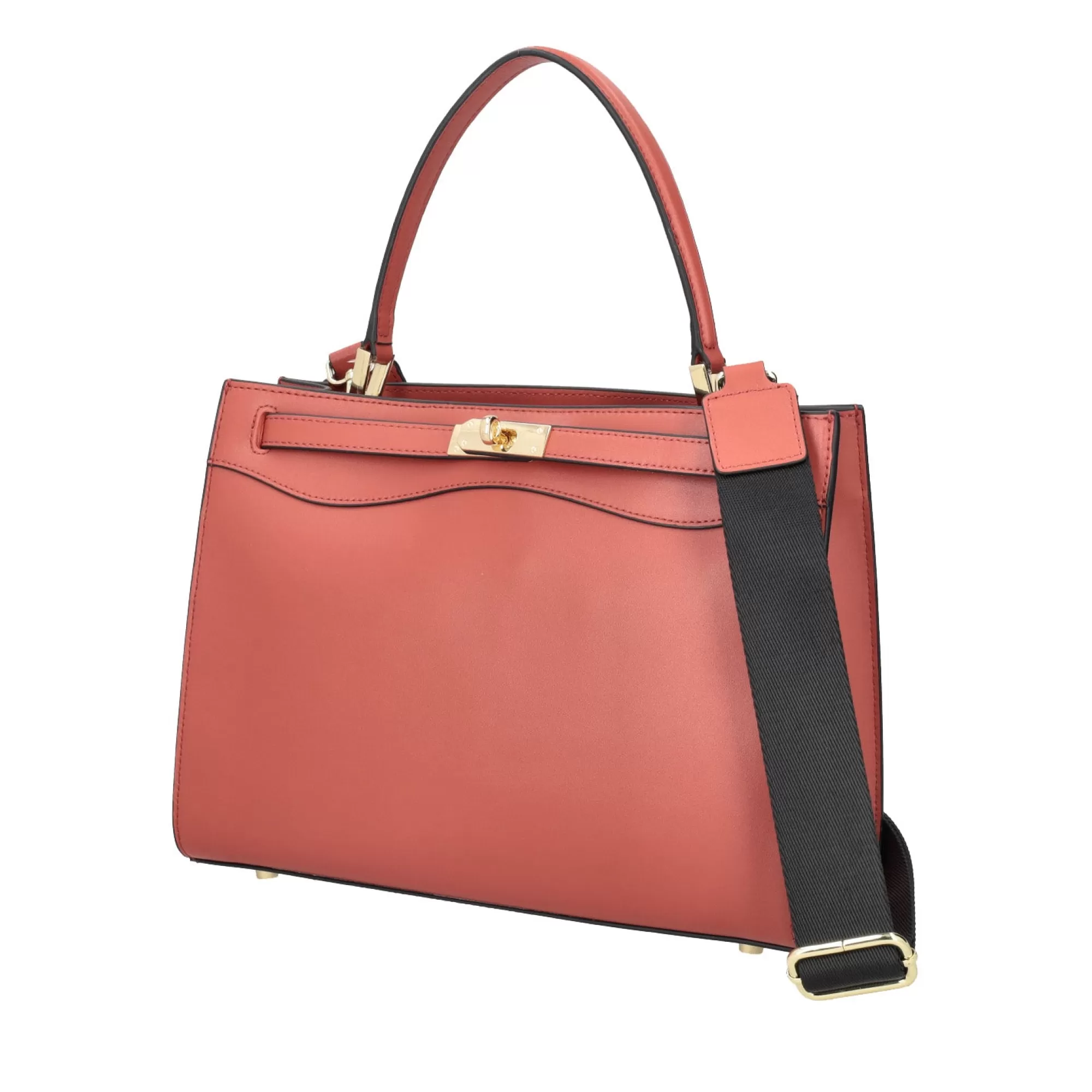 Borse A Mano*Tosca Blu Borsa A Mano Grande "Caffe\\\\\\\\" In 100% Pelle Liscia Color Mattone Arancione