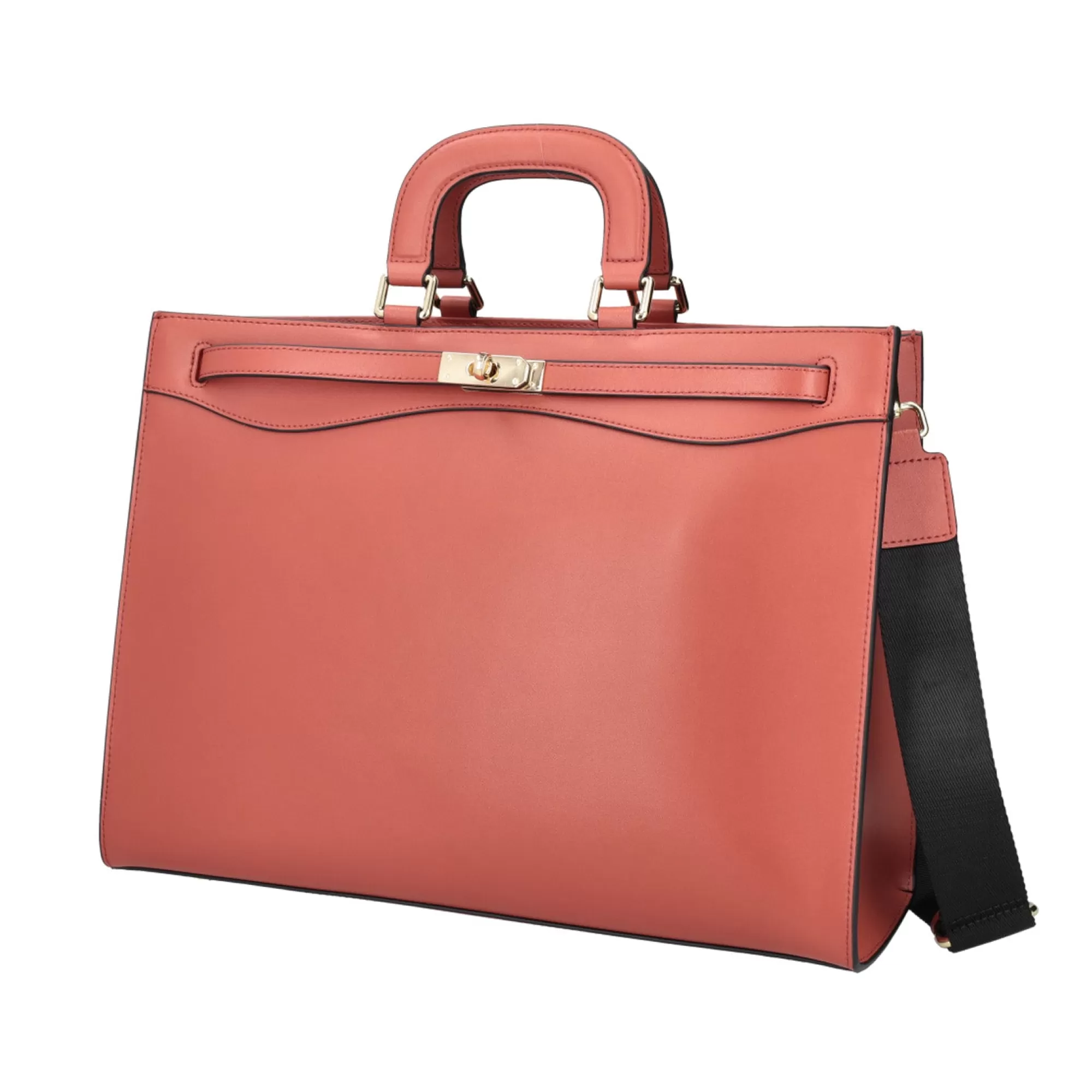 Borse A Mano*Tosca Blu Borsa A Mano Grande "Caffe" In 100% Pelle Liscia Color Mattone Arancione