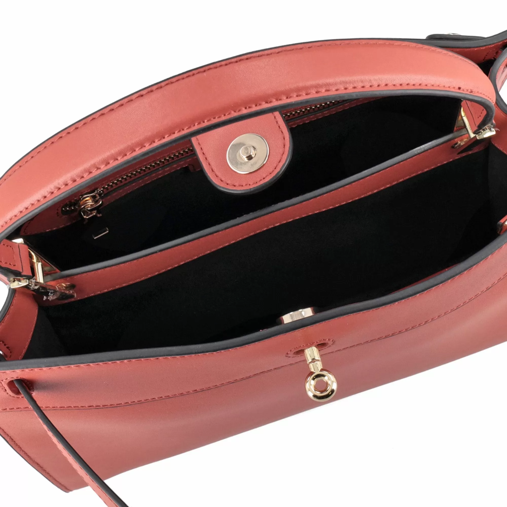 Borse A Mano*Tosca Blu Borsa A Mano Grande "Caffe\\\\\\\\" In 100% Pelle Liscia Color Mattone Arancione