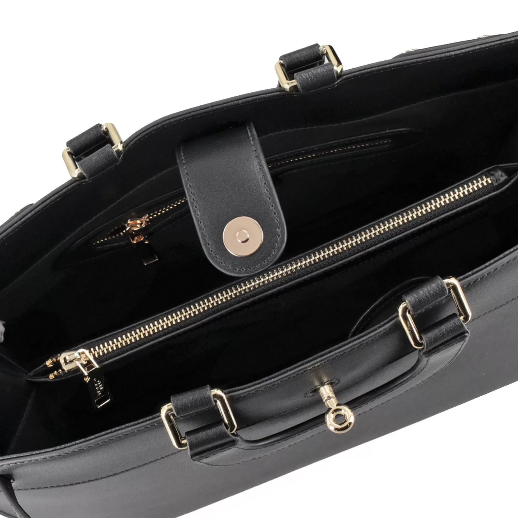 Borse A Mano*Tosca Blu Borsa A Mano Grande "Caffe\\\\\\\\" In 100% Pelle Liscia Nera Nero