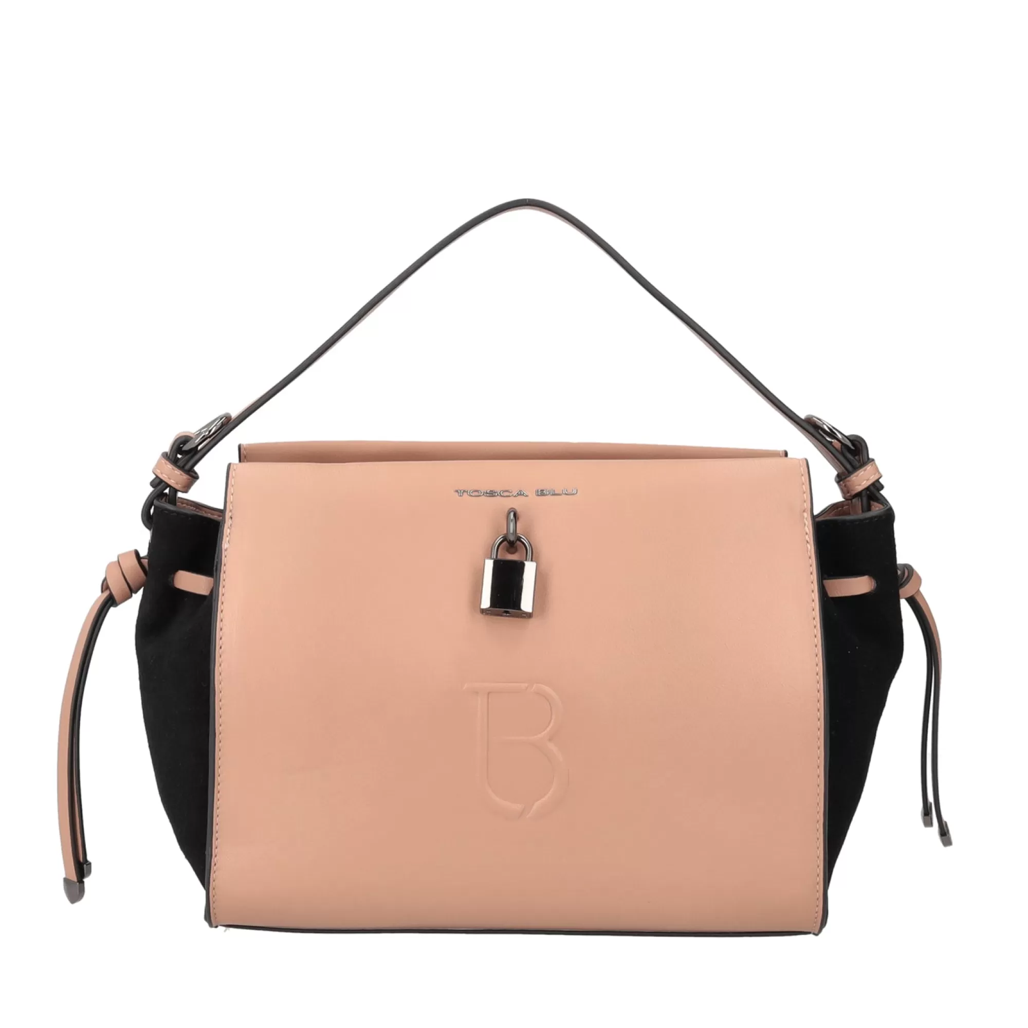 Borse A Mano*Tosca Blu Borsa A Mano "Tb Logo Lock" Beige In Vera Pelle Naturale