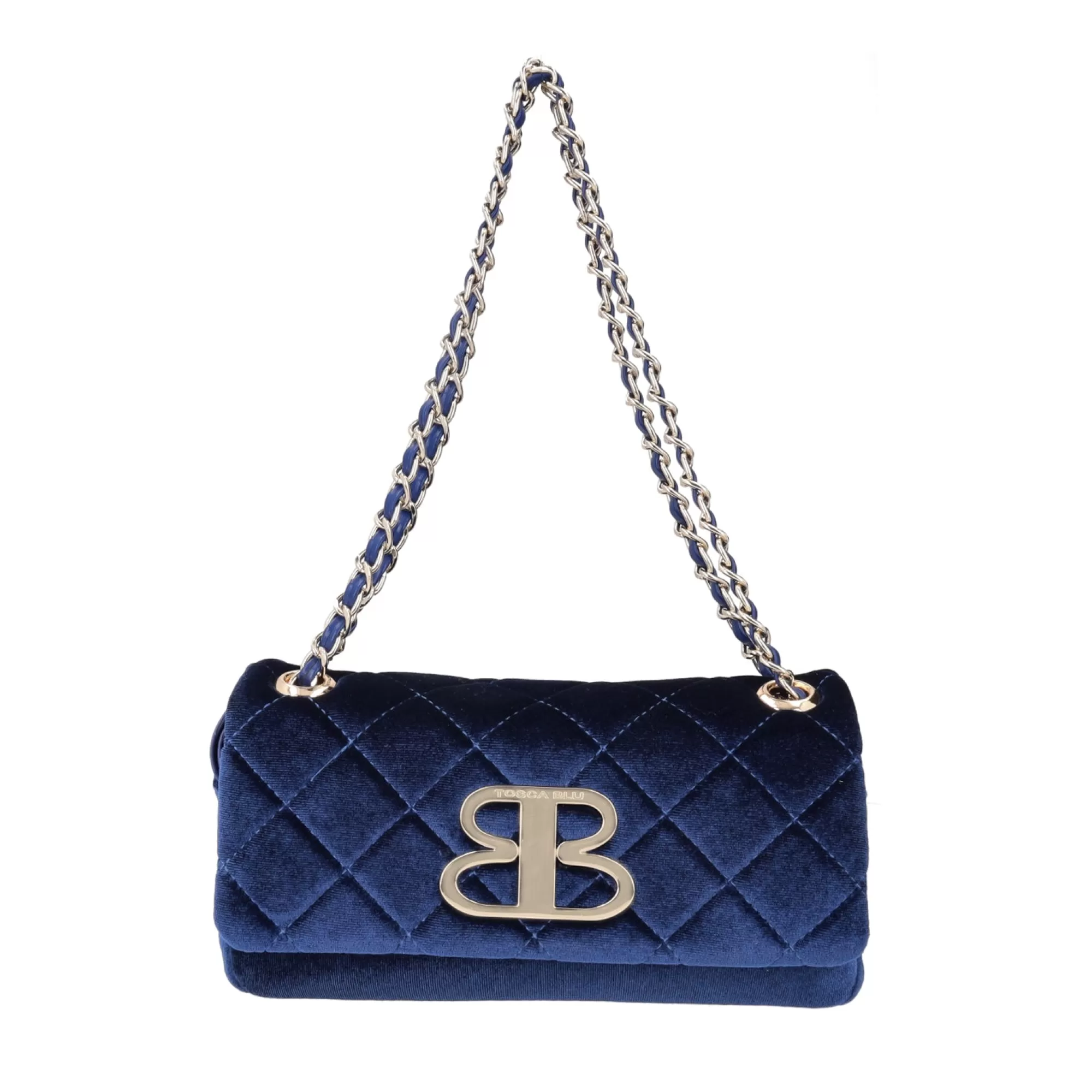 Borse A Tracolla*Tosca Blu Borsa A Tracolla Con Pattina "Velvet" Ette In Velluto Trapuntato Blu
