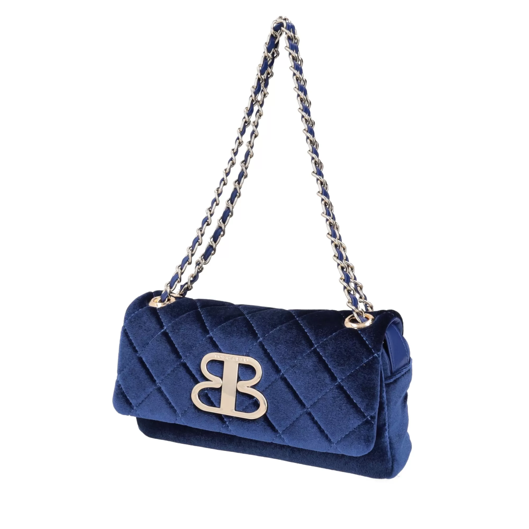 Borse A Tracolla*Tosca Blu Borsa A Tracolla Con Pattina "Velvet" Ette In Velluto Trapuntato Blu