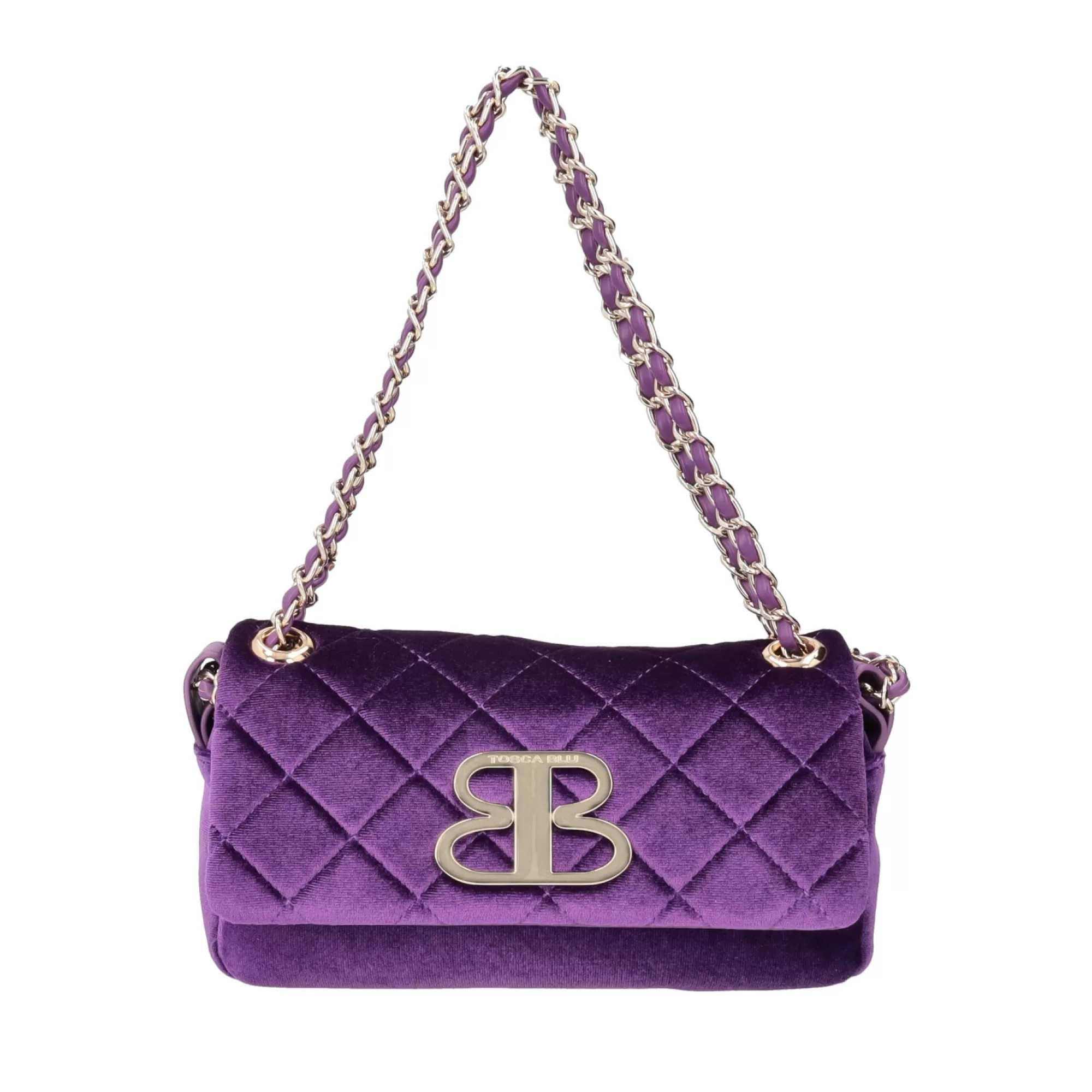 Borse A Tracolla*Tosca Blu Borsa A Tracolla Con Pattina "Velvet" In Velluto Trapuntato Viola