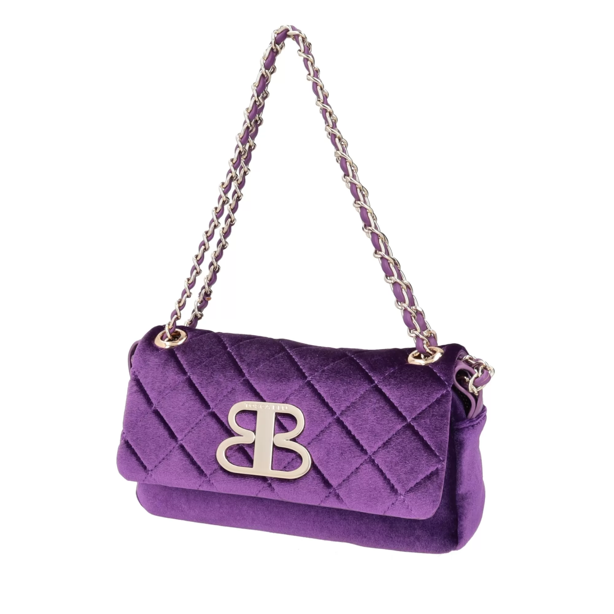 Borse A Tracolla*Tosca Blu Borsa A Tracolla Con Pattina "Velvet" In Velluto Trapuntato Viola