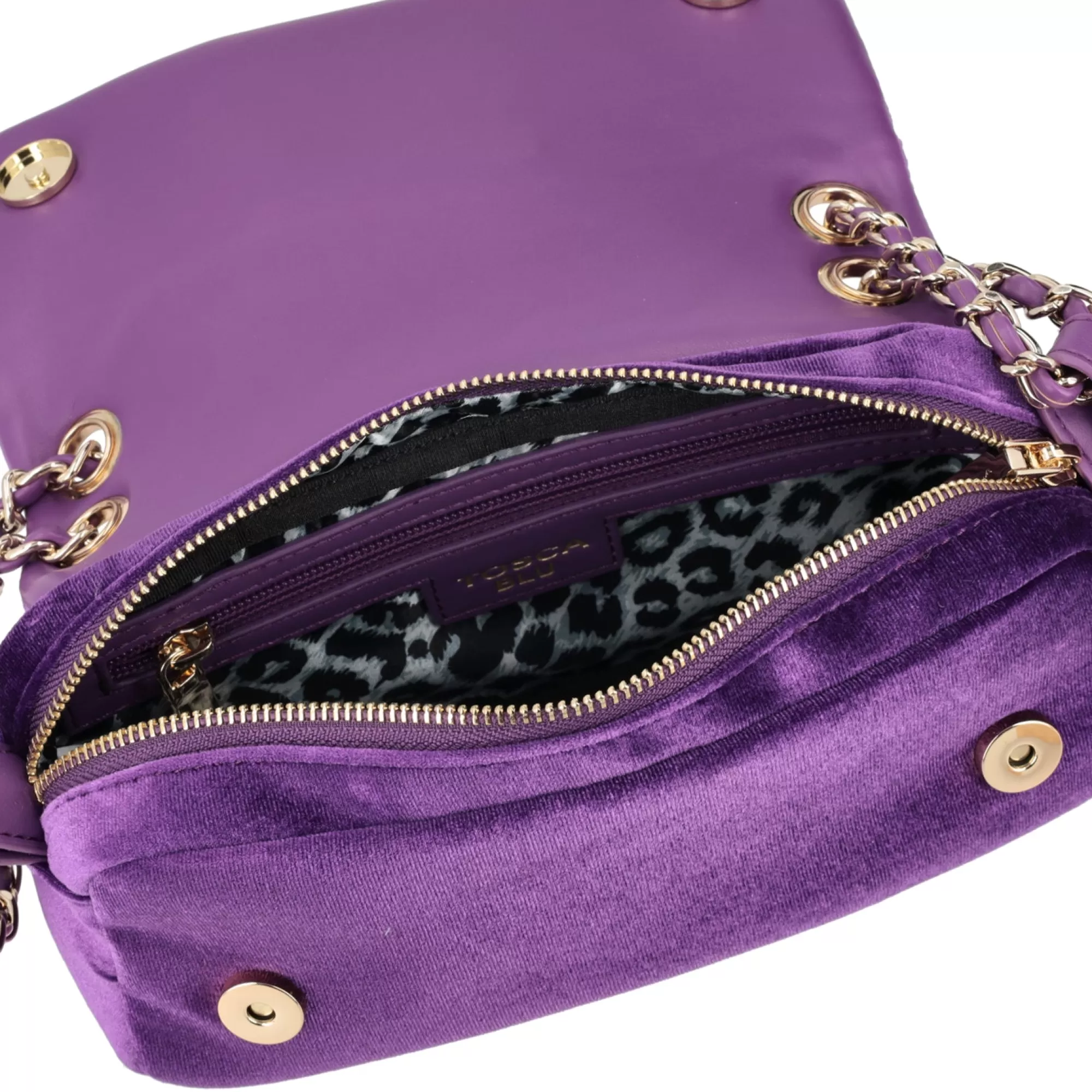 Borse A Tracolla*Tosca Blu Borsa A Tracolla Con Pattina "Velvet" In Velluto Trapuntato Viola