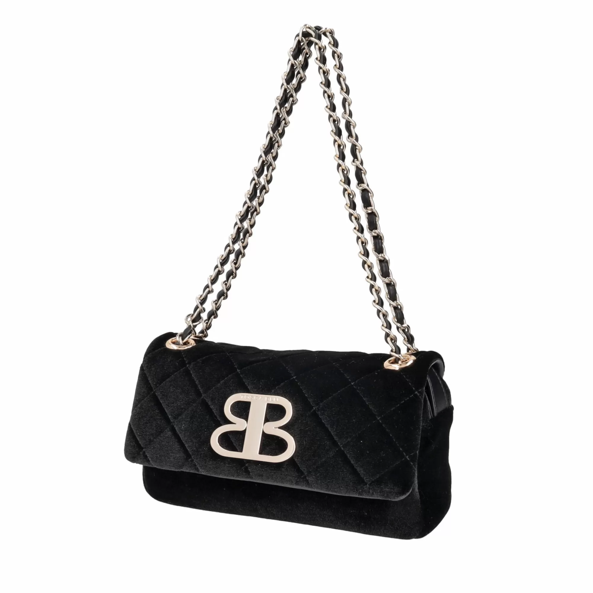 Borse A Tracolla*Tosca Blu Borsa A Tracolla Con Pattina "Velvet" Nera In Velluto Trapuntato Nero