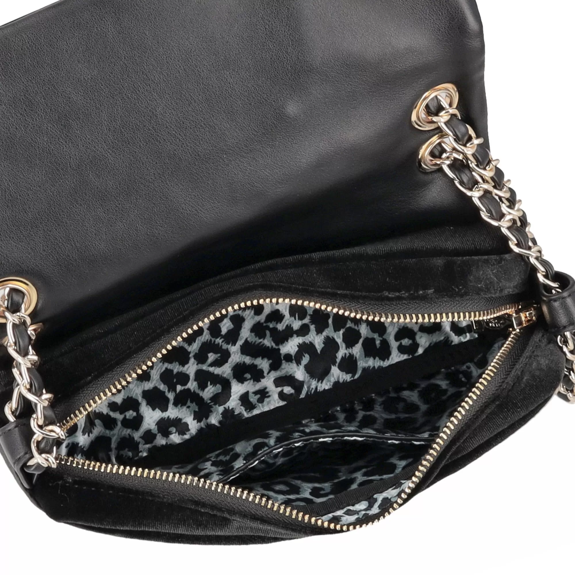 Borse A Tracolla*Tosca Blu Borsa A Tracolla Con Pattina "Velvet" Nera In Velluto Trapuntato Nero
