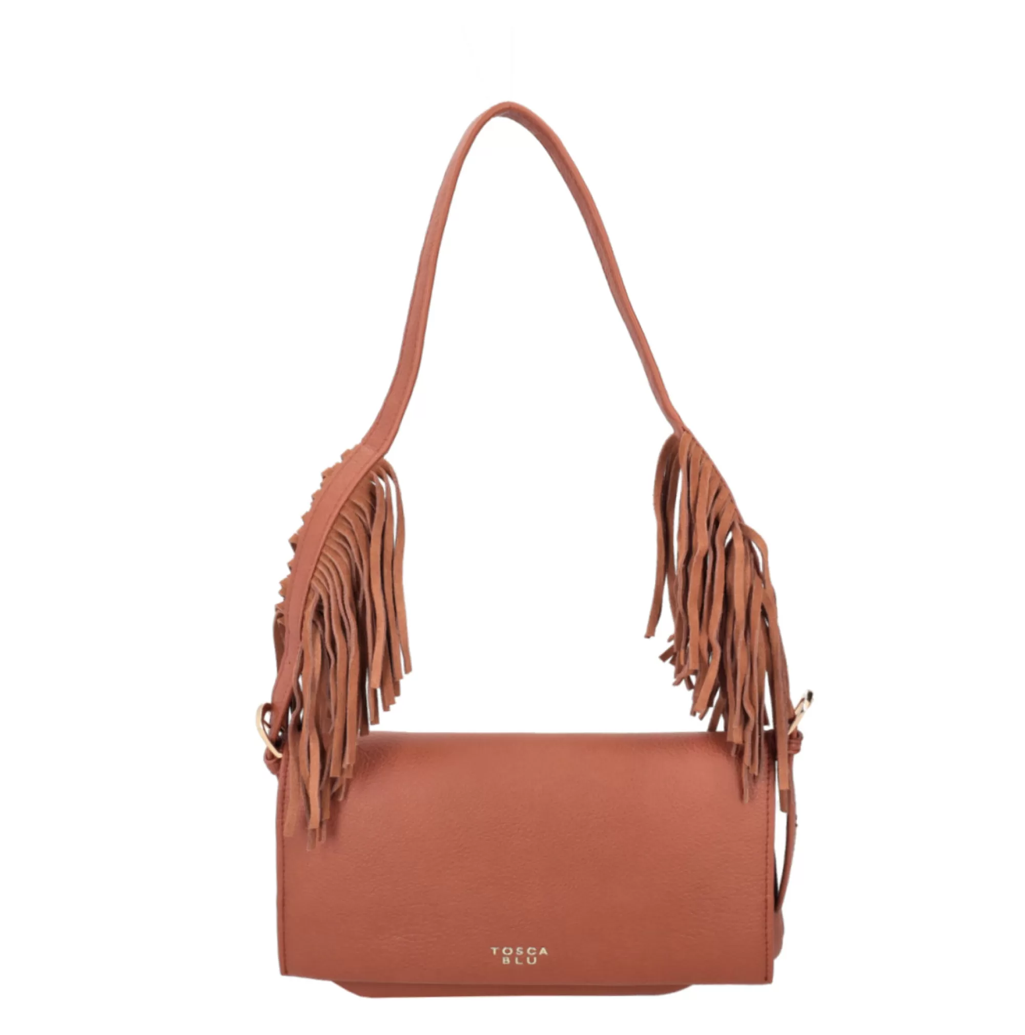 Borse A Tracolla*Tosca Blu Borsa A Tracolla "Millefoglie" Color Cuoio Con Frange Marrone