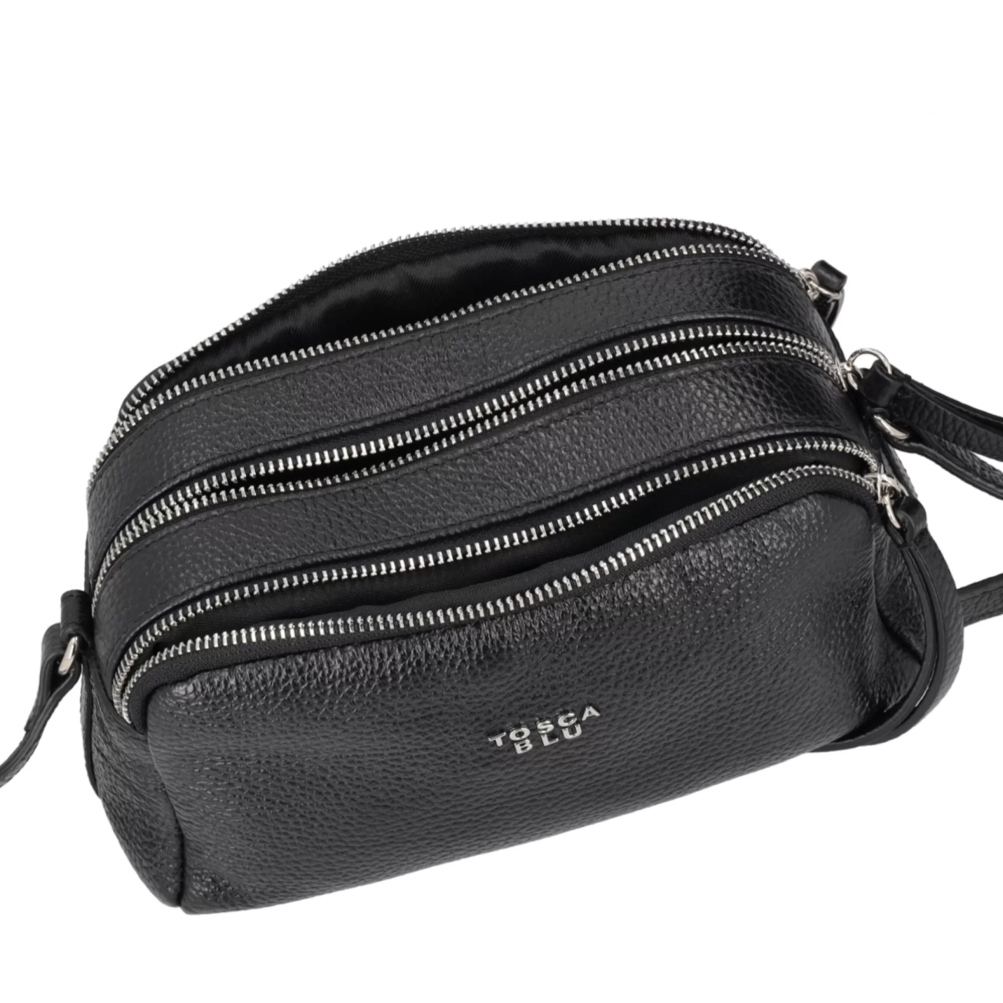 Borse A Tracolla*Tosca Blu Borsa A Tracolla "Zuppa Inglese" Nera In 100% Pelle Bottalata Nero