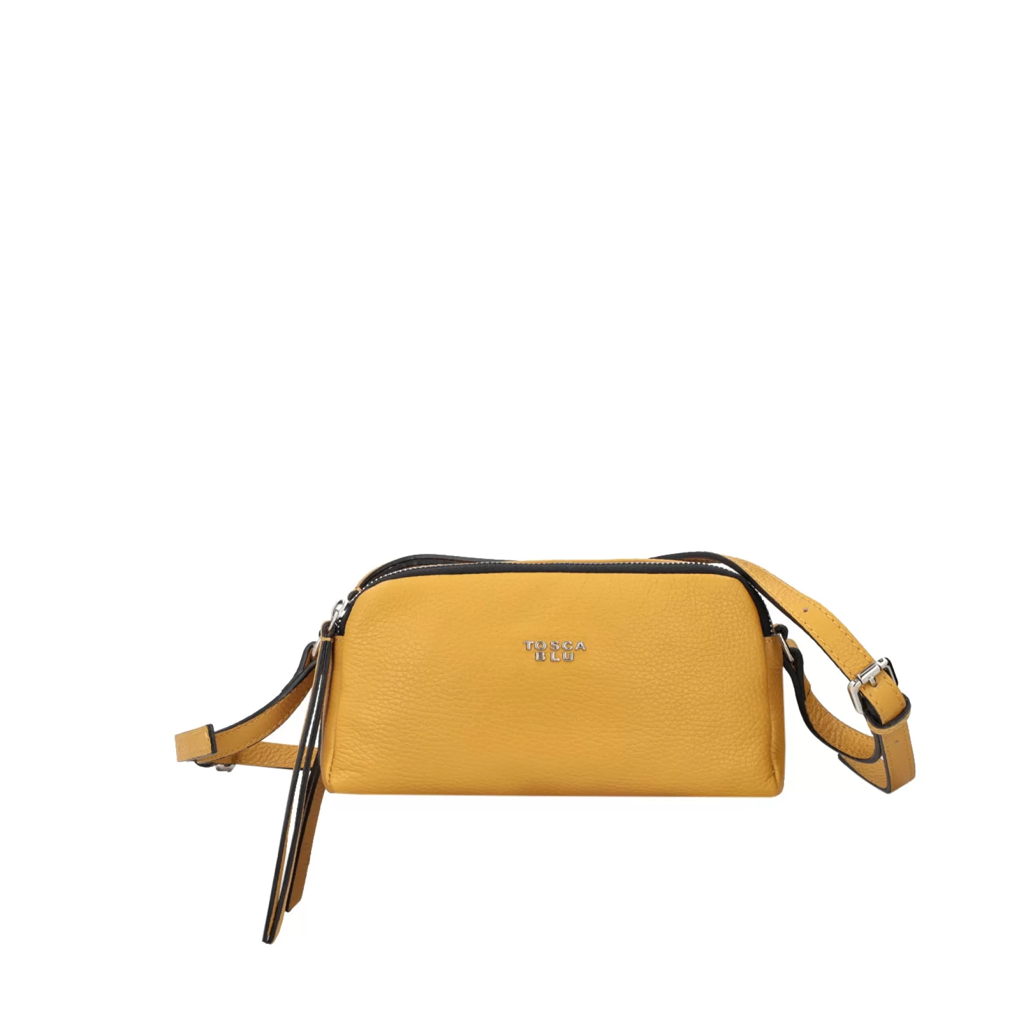 Borse A Tracolla*Tosca Blu Borsa A Tracolla "Zuppa Inglese" Ocra In 100% Pelle Bottalata Giallo
