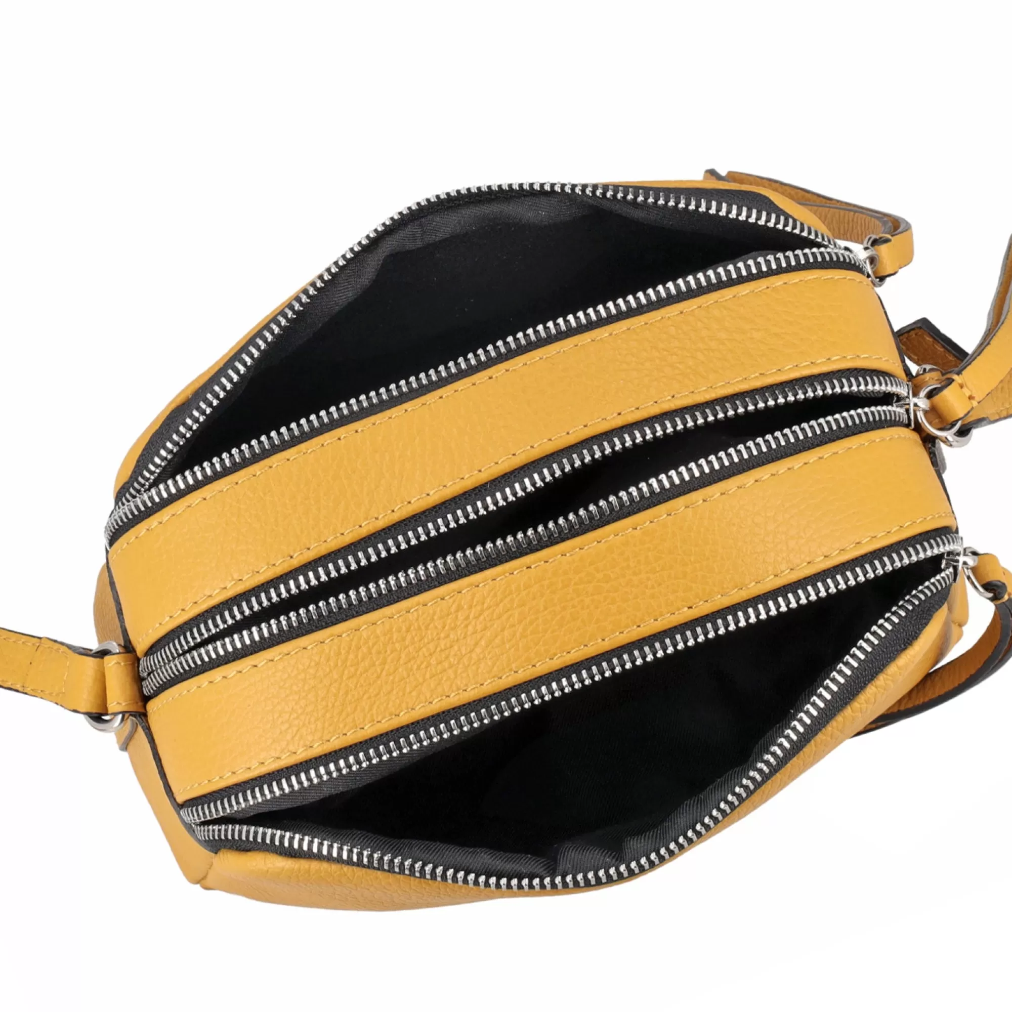 Borse A Tracolla*Tosca Blu Borsa A Tracolla "Zuppa Inglese" Ocra In 100% Pelle Bottalata Giallo
