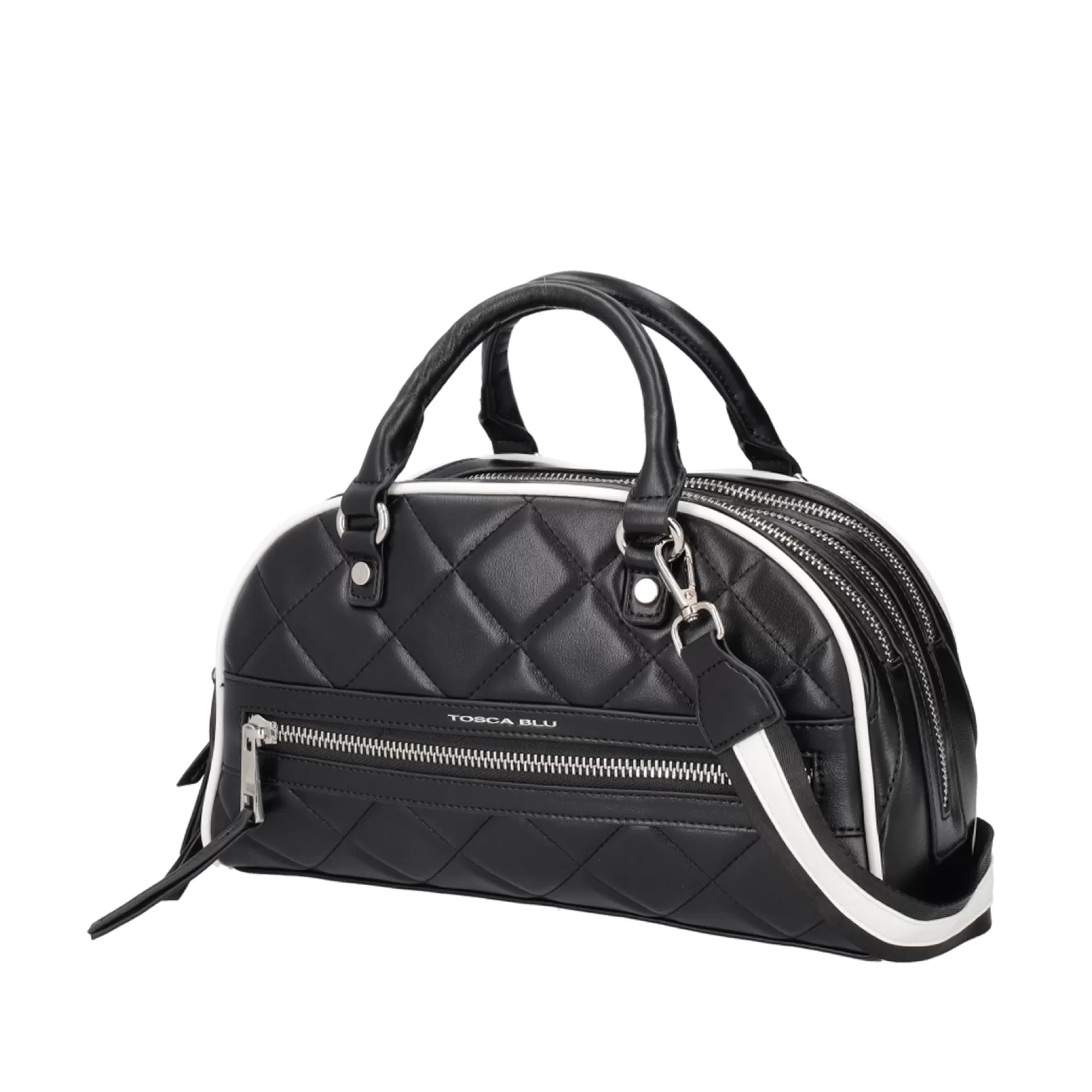 Borse A Mano*Tosca Blu Borsa Bowling "Sweet New York" Con Effetto Trapuntato Nero