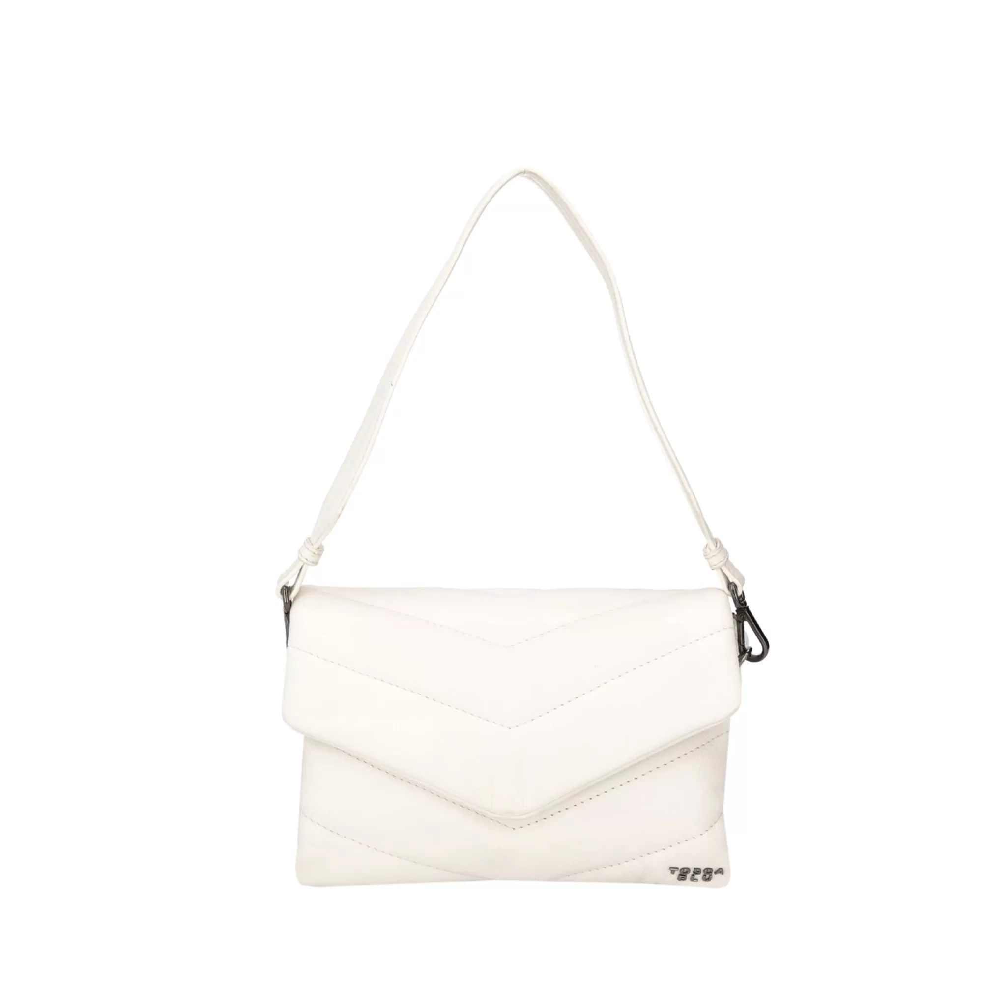 Borse A Tracolla*Tosca Blu Borsa Con Pattina "Pancake" Bianca In 100% Pelle Trapuntata Bianco