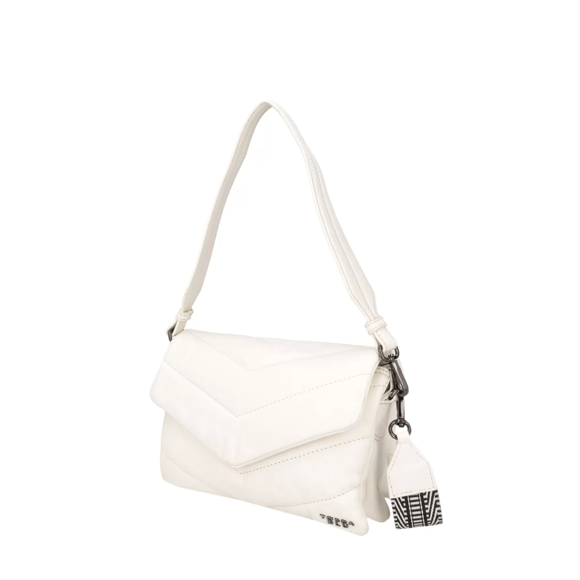 Borse A Tracolla*Tosca Blu Borsa Con Pattina "Pancake" Bianca In 100% Pelle Trapuntata Bianco