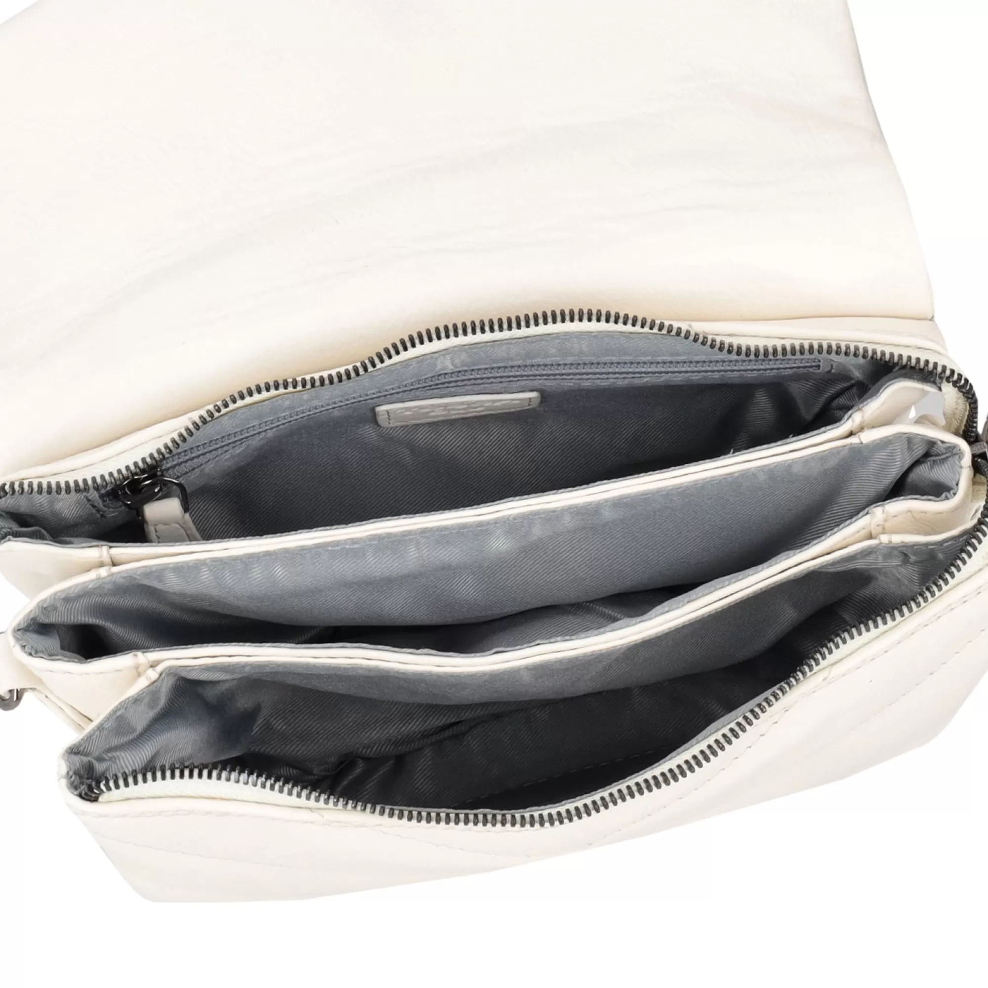 Borse A Tracolla*Tosca Blu Borsa Con Pattina "Pancake" Bianca In 100% Pelle Trapuntata Bianco