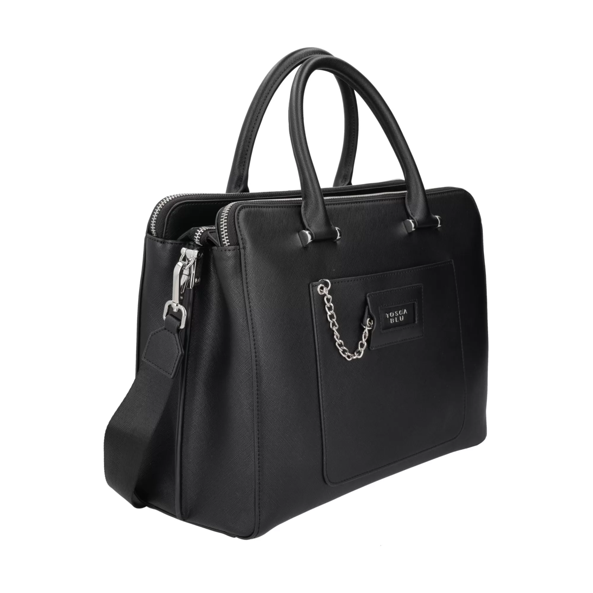 Borse Business*Tosca Blu Borsa Da Lavoro "Harvard" Nera Con Stampa Saffiano Nero
