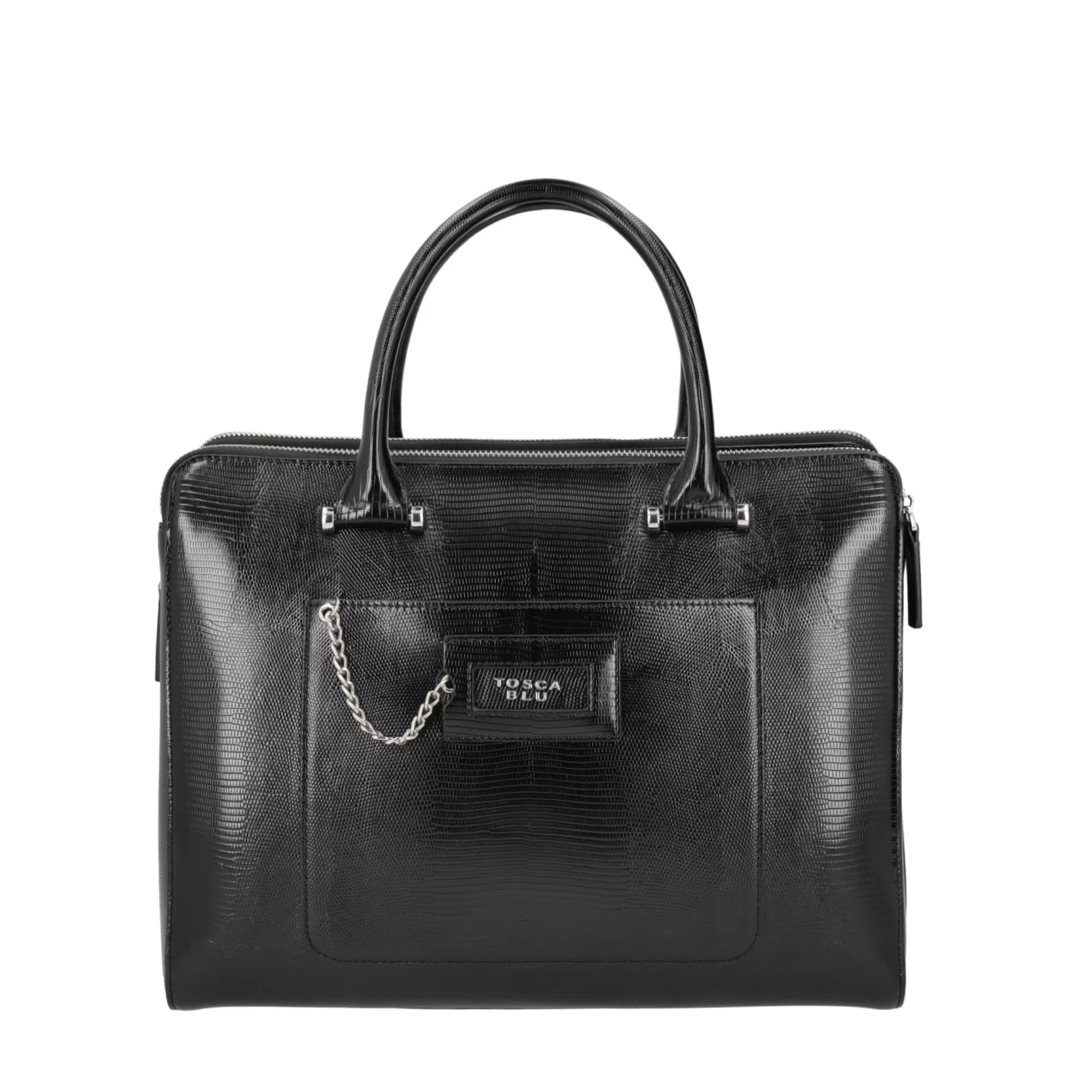 Borse Business*Tosca Blu Borsa Da Lavoro "Harvard" Nera Con Stampa Teyus Nero