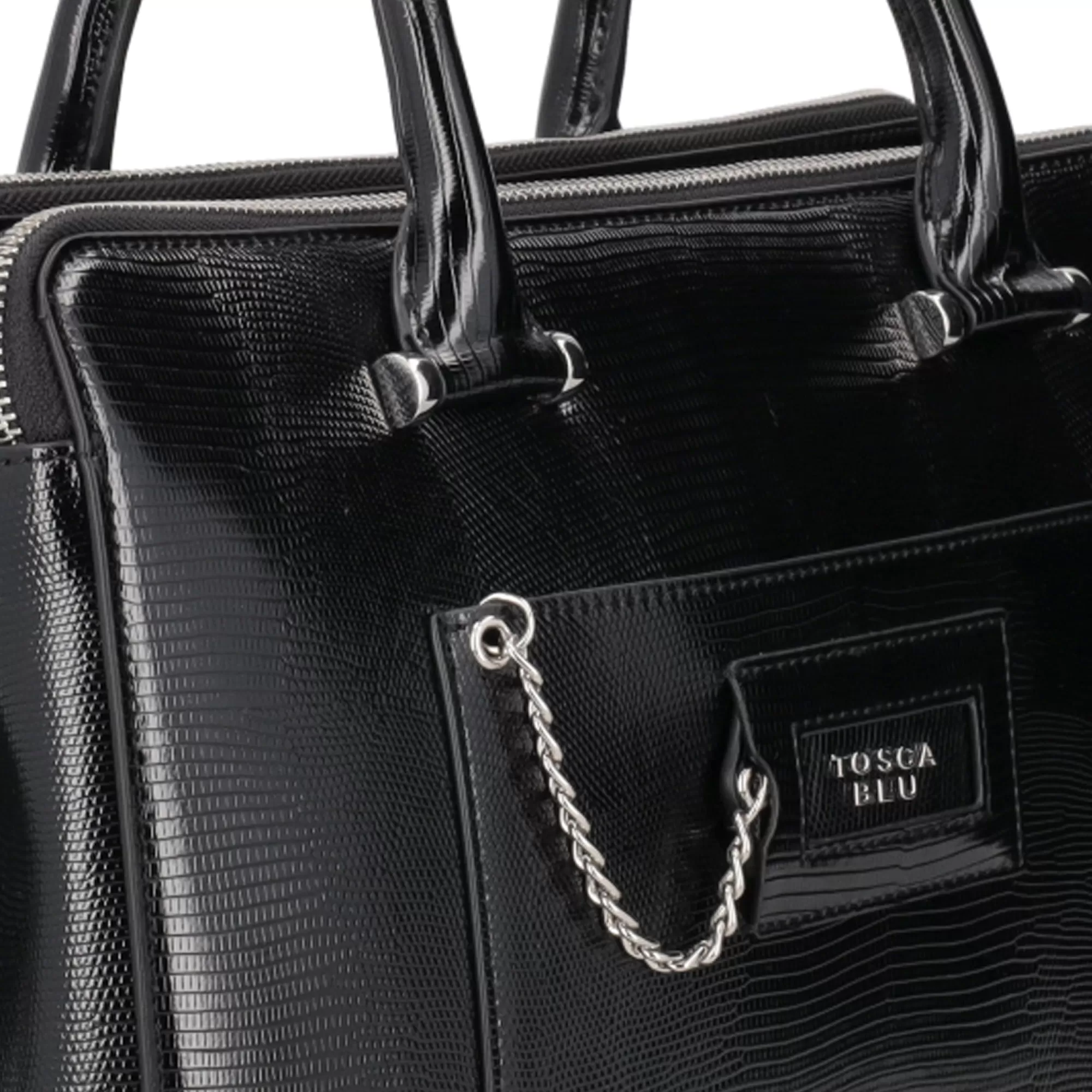 Borse Business*Tosca Blu Borsa Da Lavoro "Harvard" Nera Con Stampa Teyus Nero