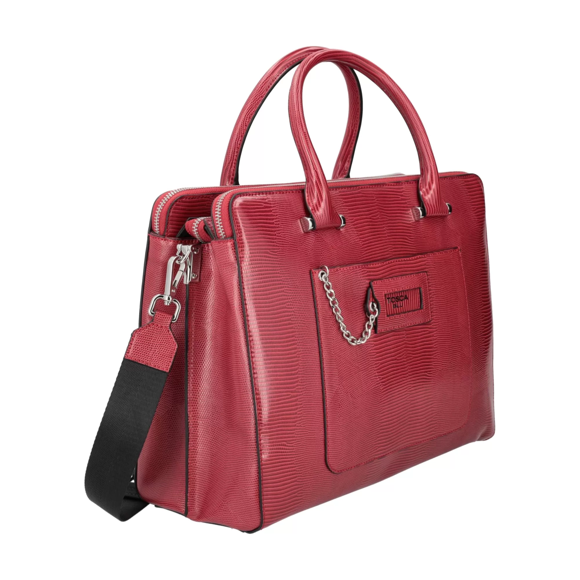 Borse Business*Tosca Blu Borsa Da Lavoro "Harvard" Scuro Con Stampa Teyus Rosso