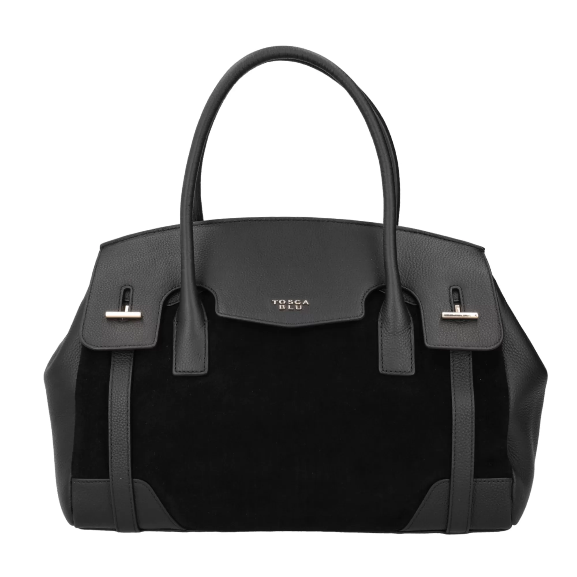 Borse A Mano*Tosca Blu Borsa Grande "Meringa" Nera In Mix Pelle Liscia E Scamosciata Nero