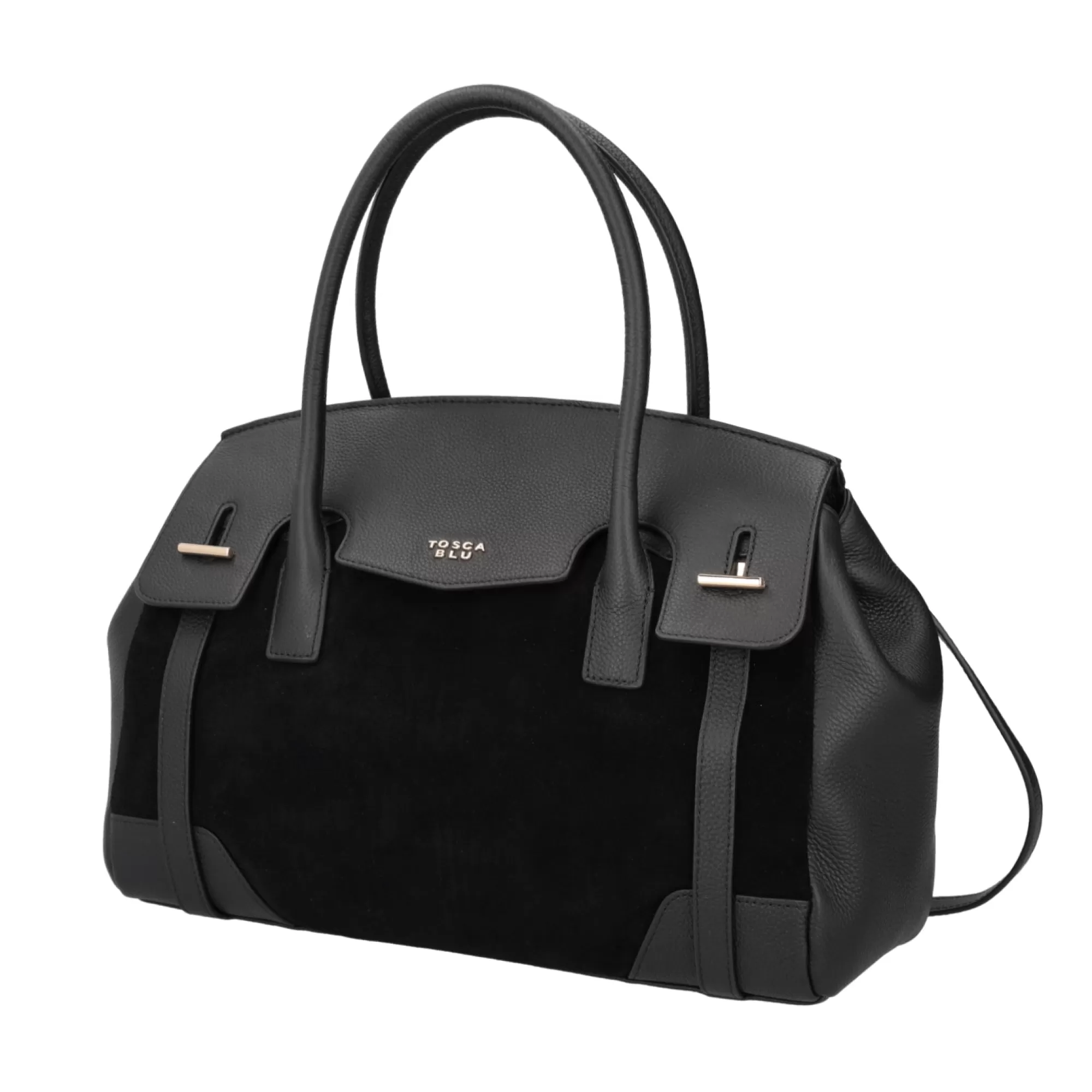 Borse A Mano*Tosca Blu Borsa Grande "Meringa" Nera In Mix Pelle Liscia E Scamosciata Nero