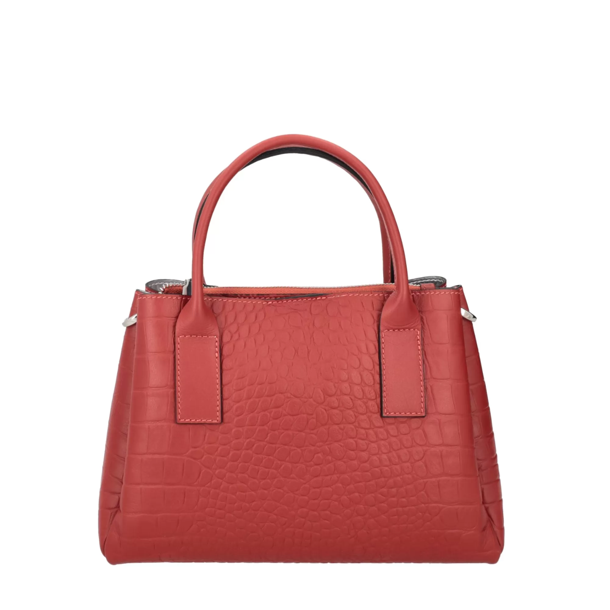Borse A Mano*Tosca Blu Borsa Media "Bigne" In 100% Pelle Color Mattone Con Stampa Coccodrillo Arancione