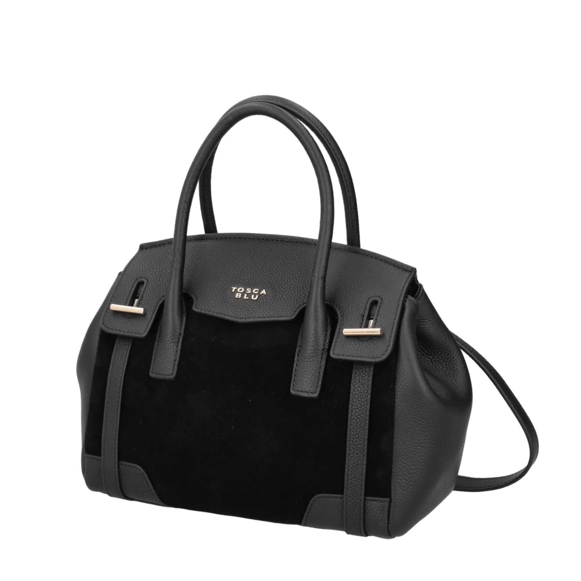 Borse A Mano*Tosca Blu Borsa Media "Meringa" Nera In Mix Pelle Liscia E Scamosciata Nero