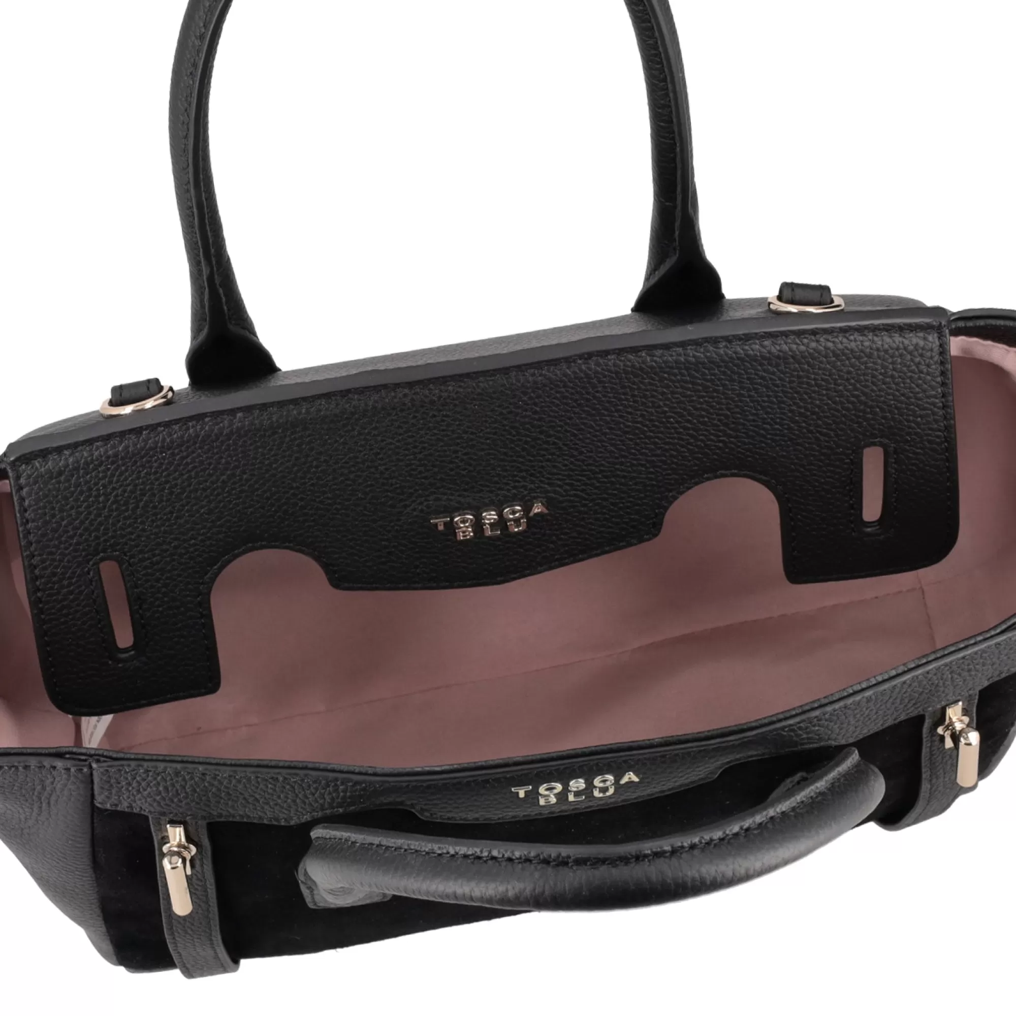 Borse A Mano*Tosca Blu Borsa Media "Meringa" Nera In Mix Pelle Liscia E Scamosciata Nero
