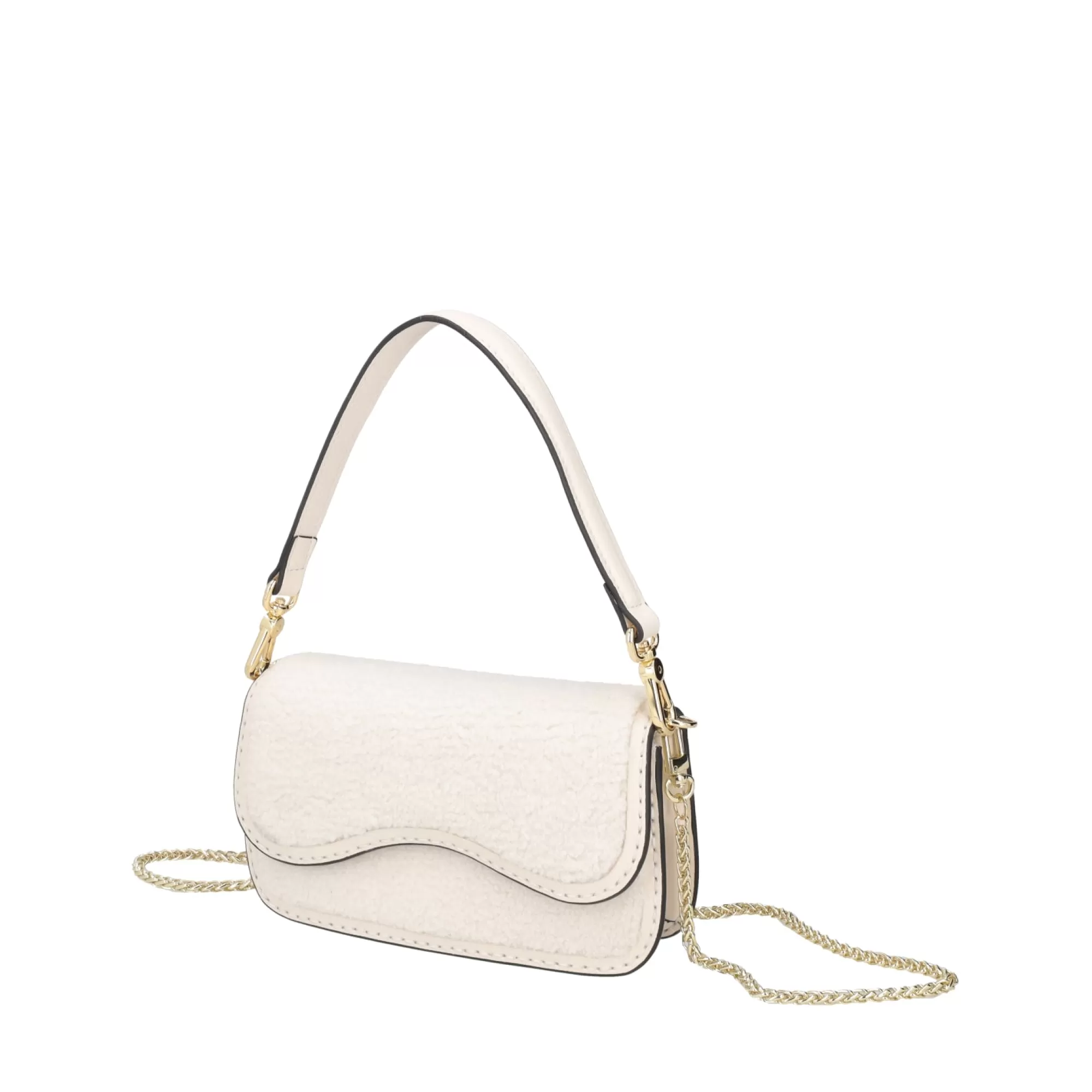Borse A Tracolla*Tosca Blu Borsa Mini A Tracolla "Caffe" In Misto Pelle E Tessuto Effetto Pelliccia Naturale
