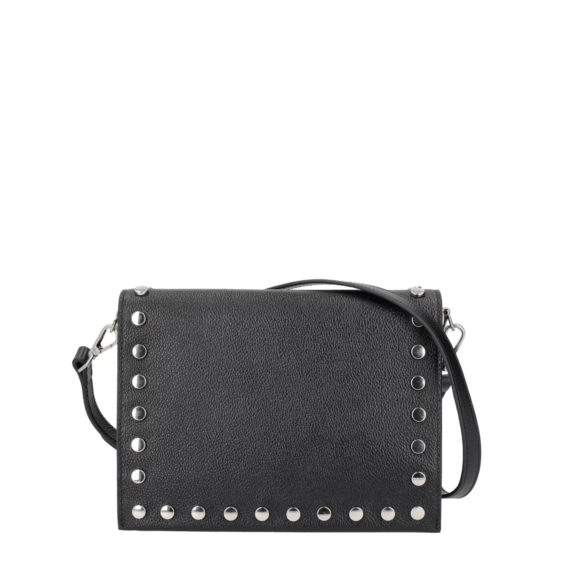 Borse A Tracolla*Tosca Blu Borsa Mini A Tracolla "Confetti" Nera In 100% Pelle Con Borchiette Piatte Applicate Nero