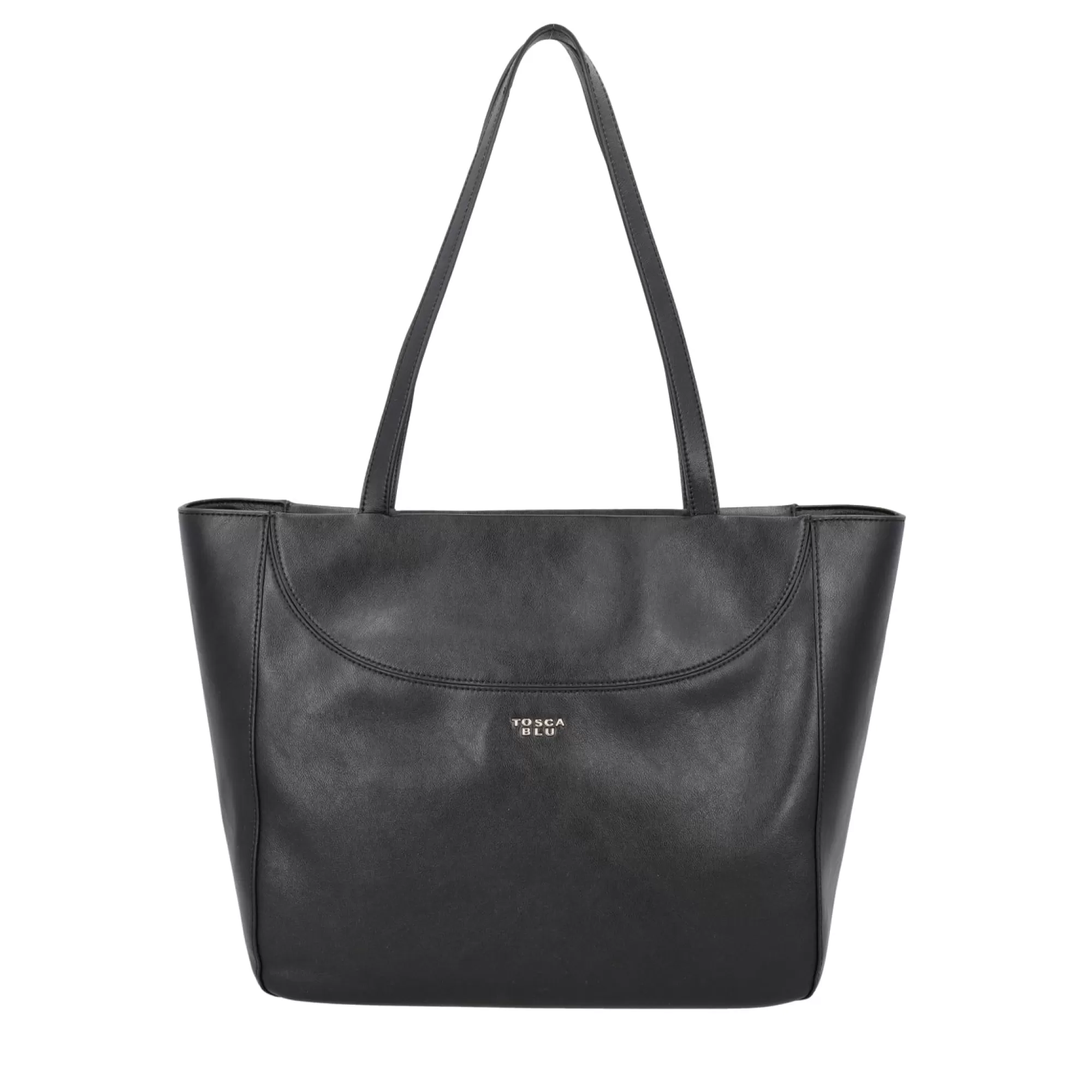 Shopping Bag*Tosca Blu Borsa Shopping "Crepes" Nera In 100% Pelle Nero