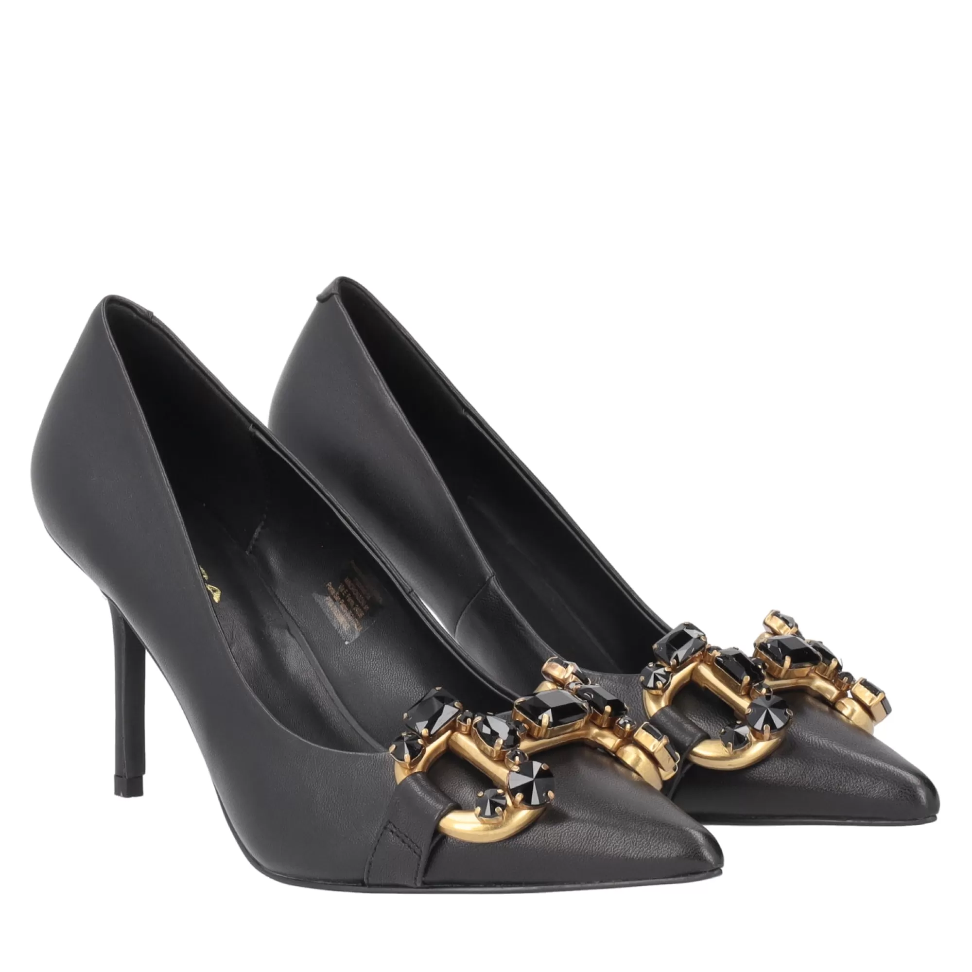Decollete*Tosca Blu Decollete "Charlotte" In Nappa Nera Con Tacco Medio E Accessorio Nero