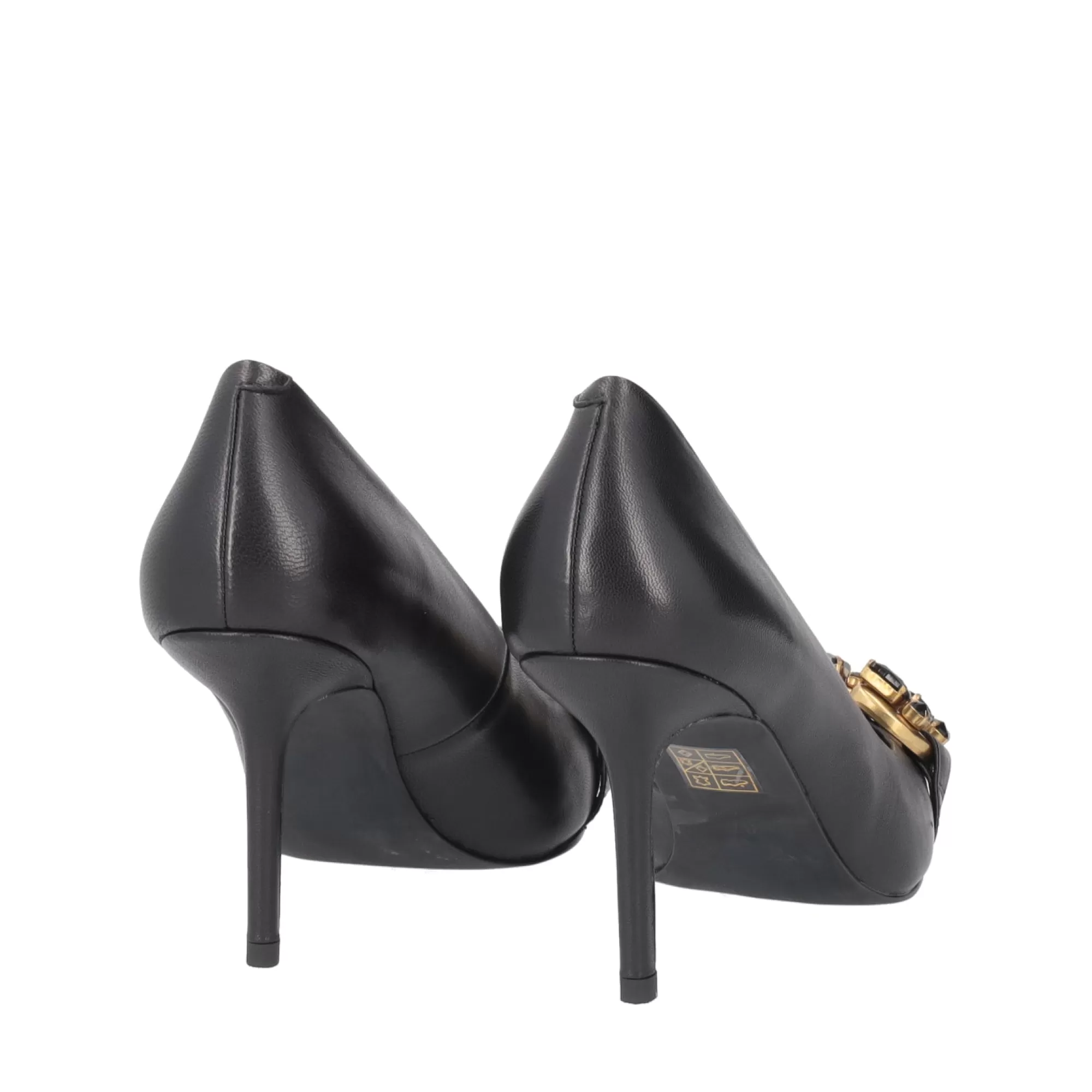 Decollete*Tosca Blu Decollete "Charlotte" In Nappa Nera Con Tacco Medio E Accessorio Nero