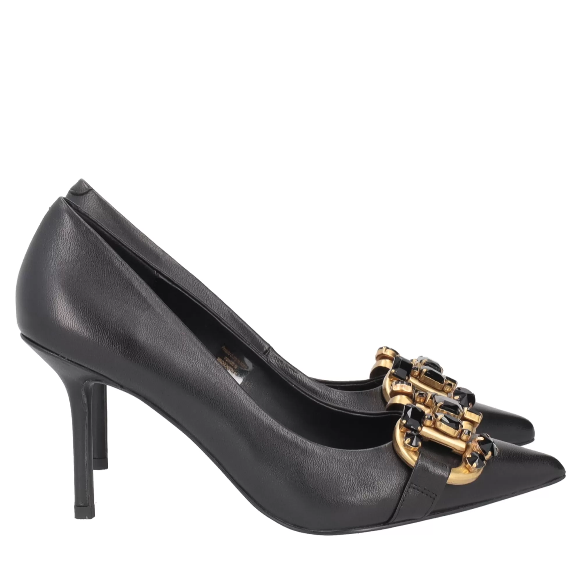 Decollete*Tosca Blu Decollete "Charlotte" In Nappa Nera Con Tacco Medio E Accessorio Nero