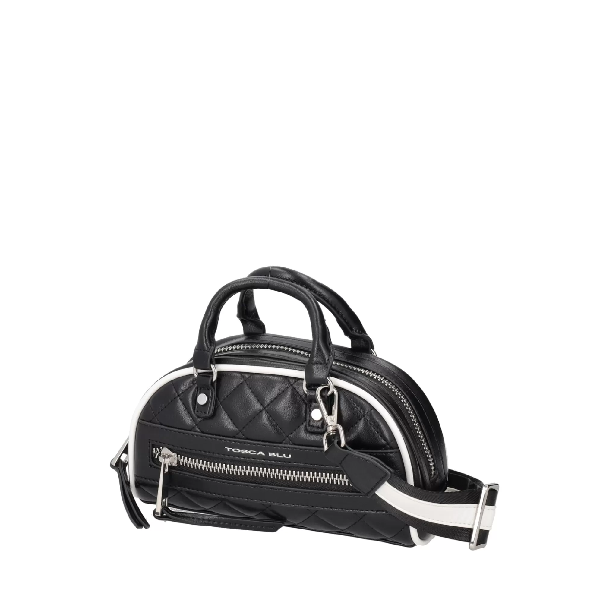 Borse A Mano*Tosca Blu Mini Borsa Bowling "Sweet New York" Con Effetto Trapuntato Nero