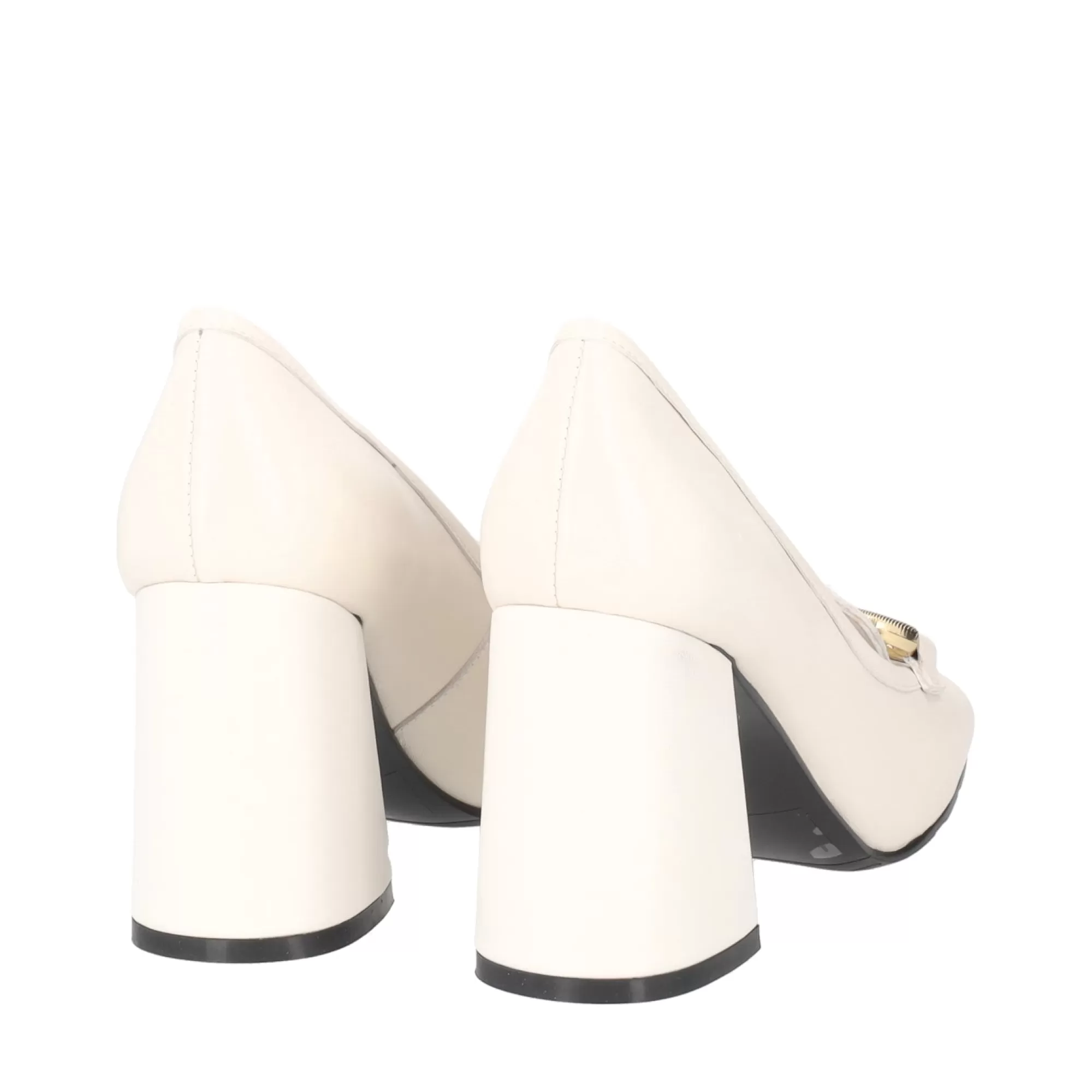 Mocassini*Tosca Blu Mocassino "Brenda" Color Latte In Nappa Con Tacco Medio Bianco