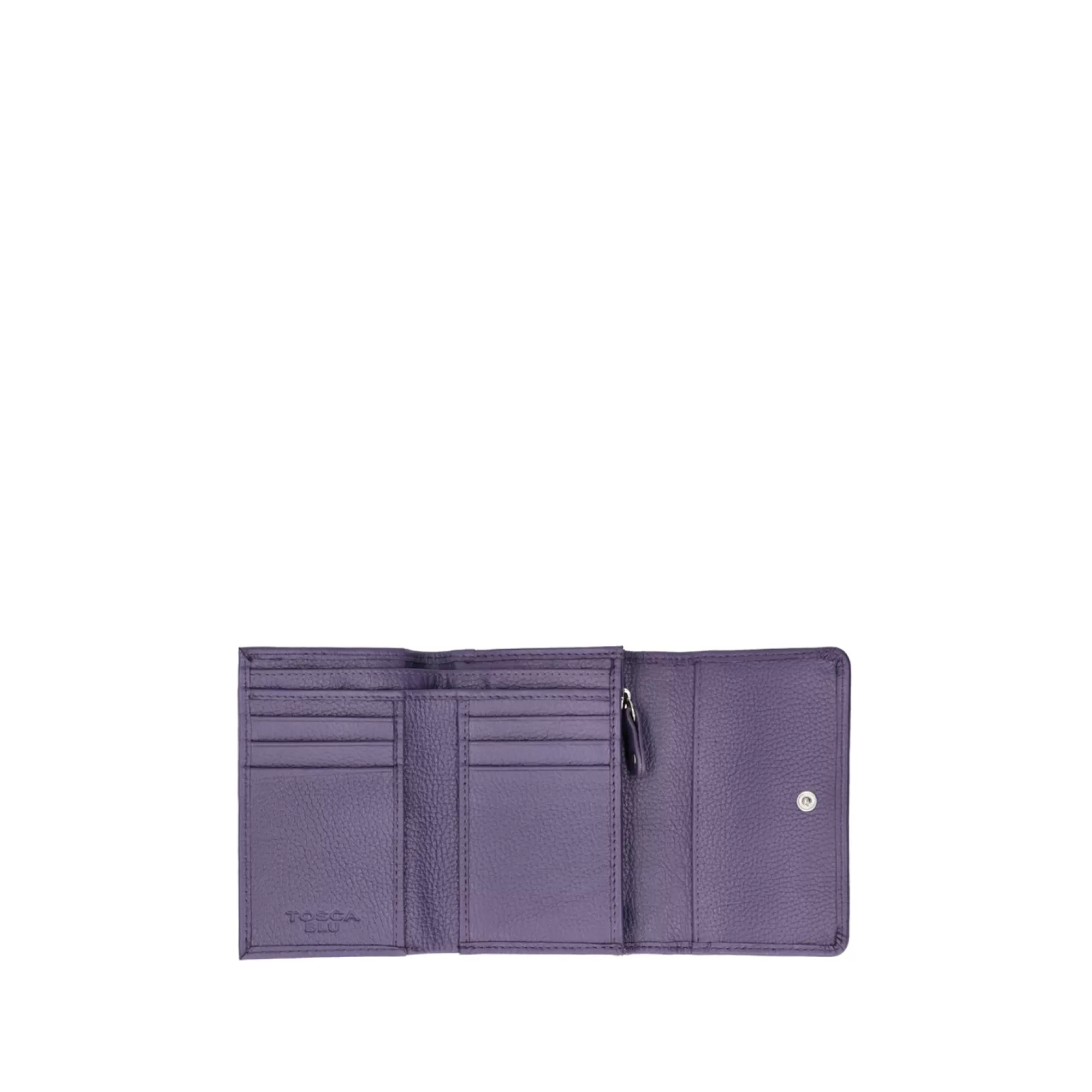 Portafogli E Portachiavi*Tosca Blu Portafoglio Piccolo Con Pattina "Frappe" In 100% Pelle Bottalata Viola