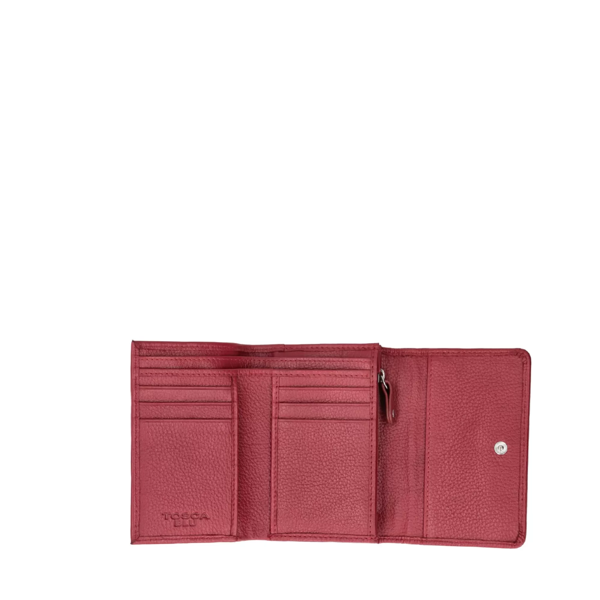 Portafogli E Portachiavi*Tosca Blu Portafoglio Piccolo Con Pattina "Frappe" Scuro In 100% Pelle Bottalata Rosso
