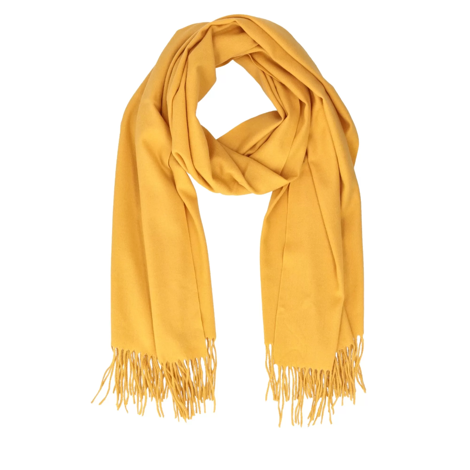 Foulard E Sciarpe*Tosca Blu Sciarpa "Mora" Con Frange Color Ocra Giallo