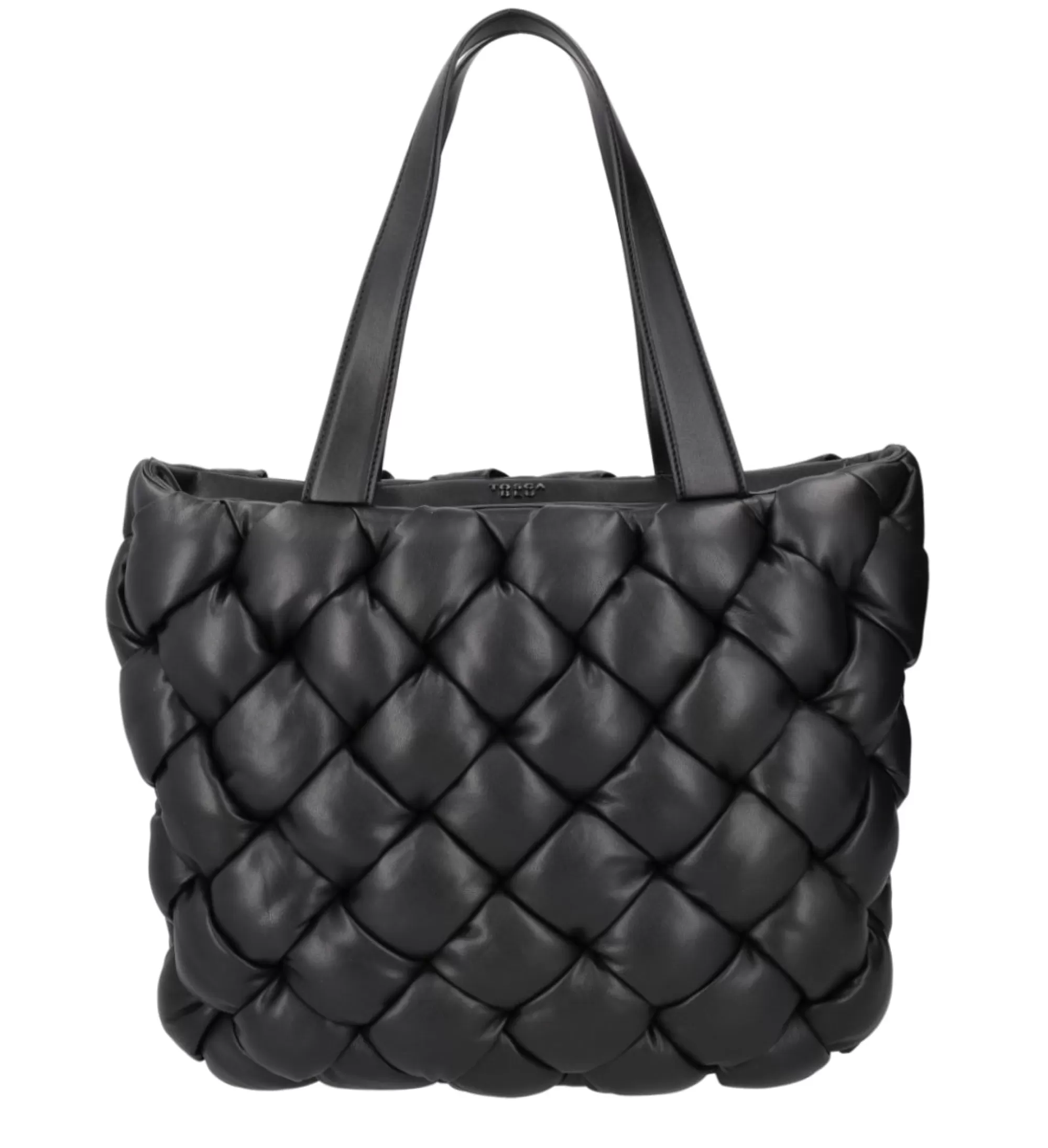 Shopping Bag*Tosca Blu Shopping Bag "Panna Montata" Imbottita Con Effetto Intrecciato Nero