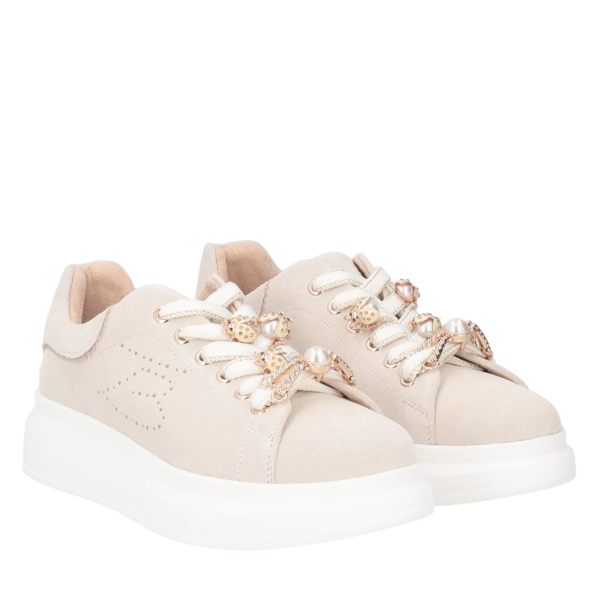 Sneakers*Tosca Blu Sneaker "Allison" In Camoscio Colore Beige Naturale