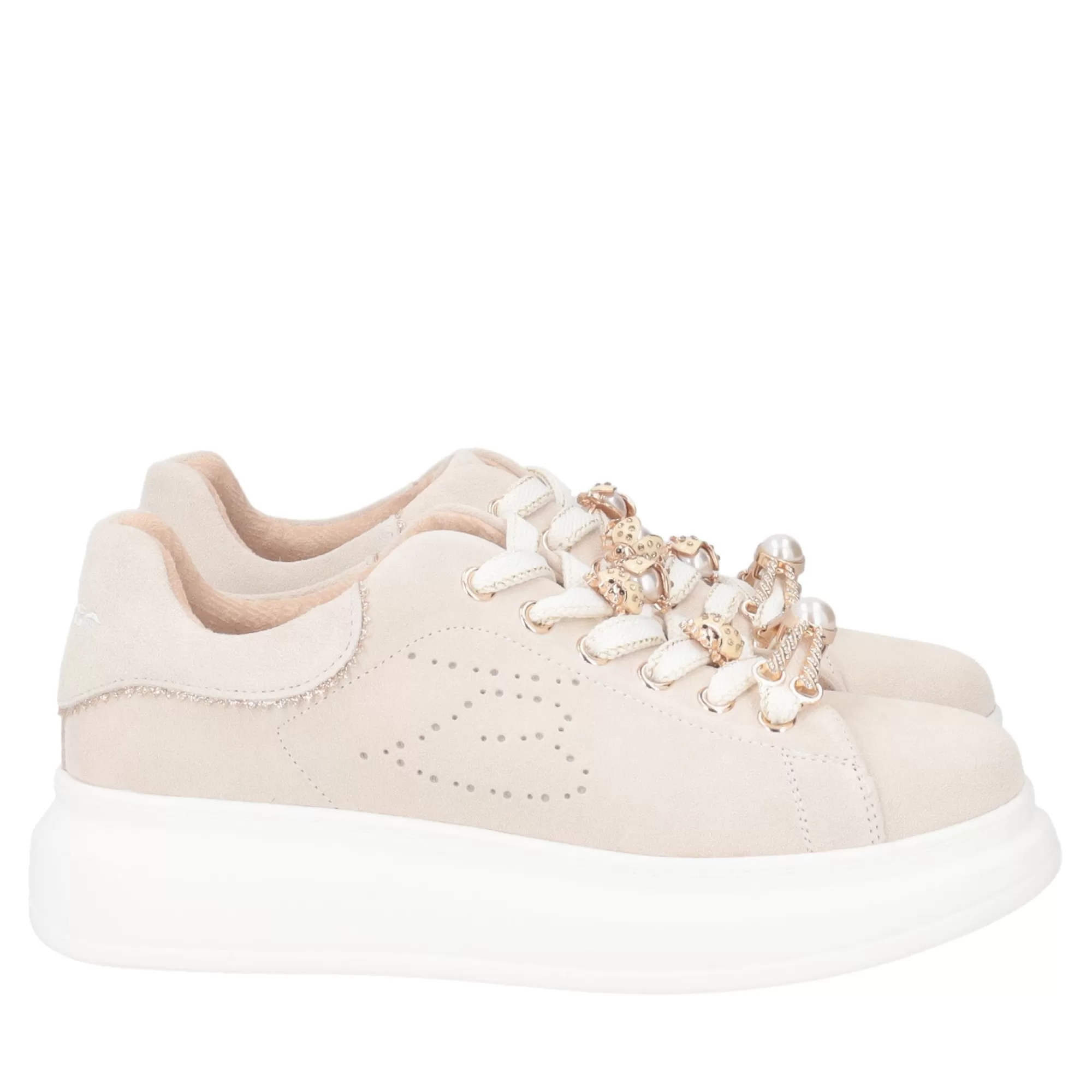 Sneakers*Tosca Blu Sneaker "Allison" In Camoscio Colore Beige Naturale