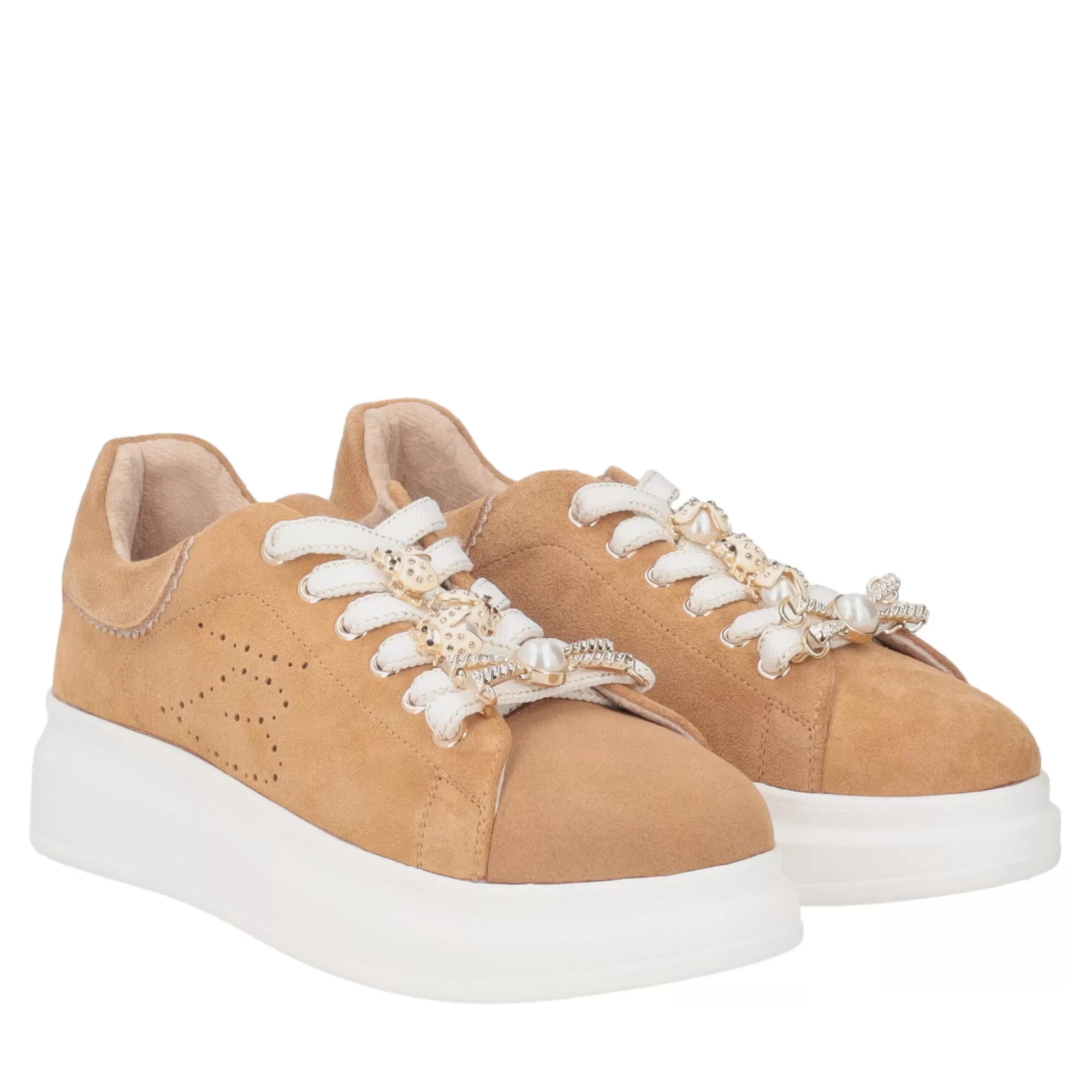 Sneakers*Tosca Blu Sneaker "Allison" In Camoscio Colore Cuoio Marrone