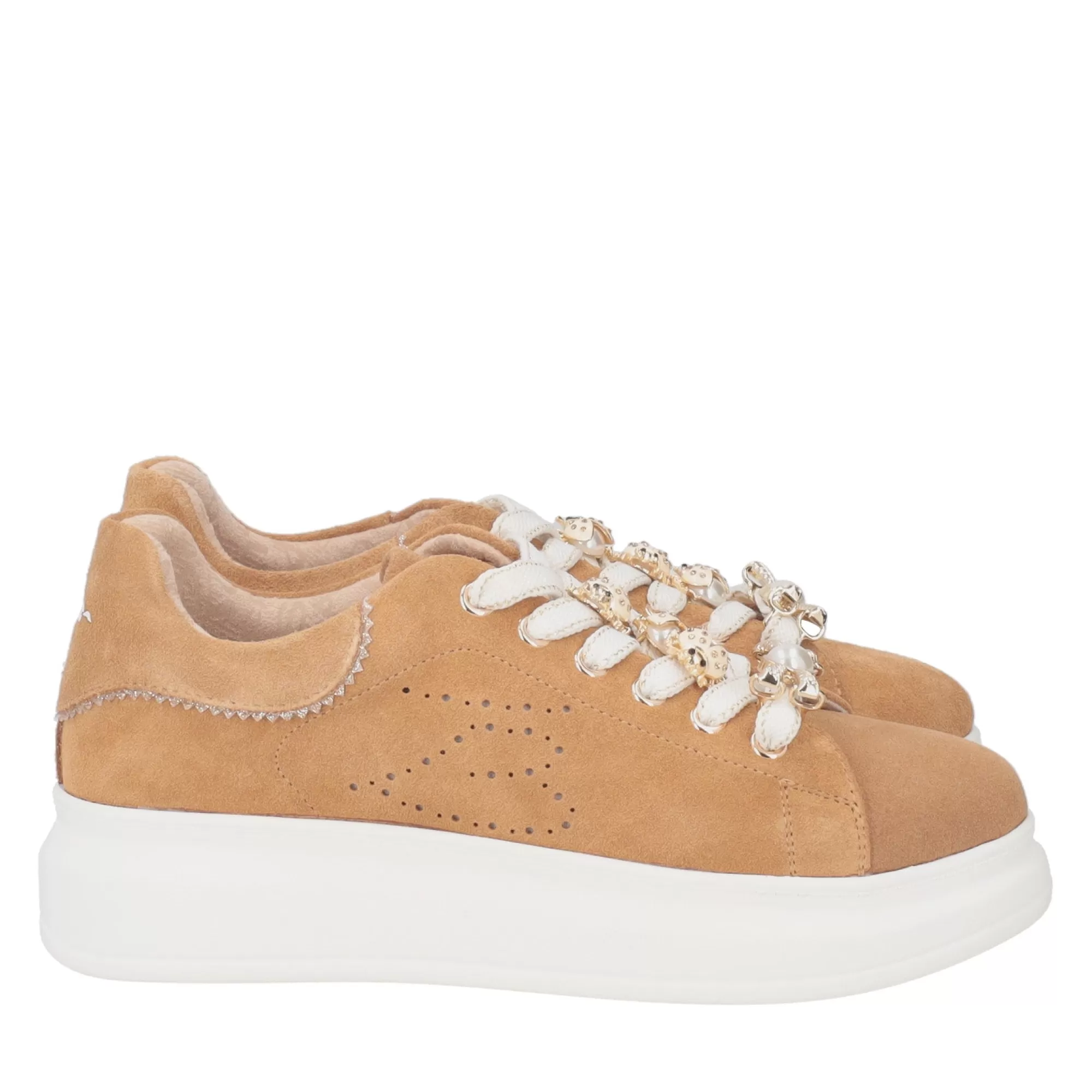 Sneakers*Tosca Blu Sneaker "Allison" In Camoscio Colore Cuoio Marrone