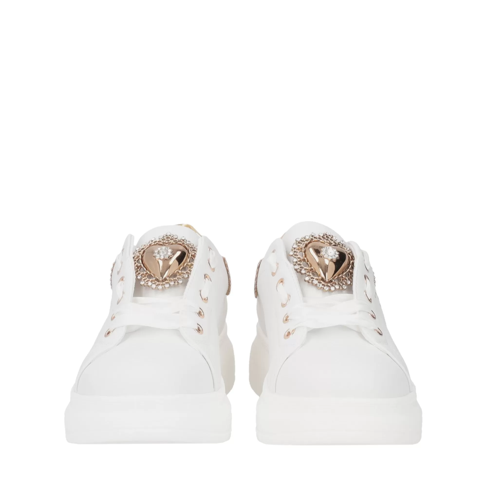 Sneakers*Tosca Blu Sneaker "Allison" In Nappa Bianca Con Accessorio Cuore Bianco
