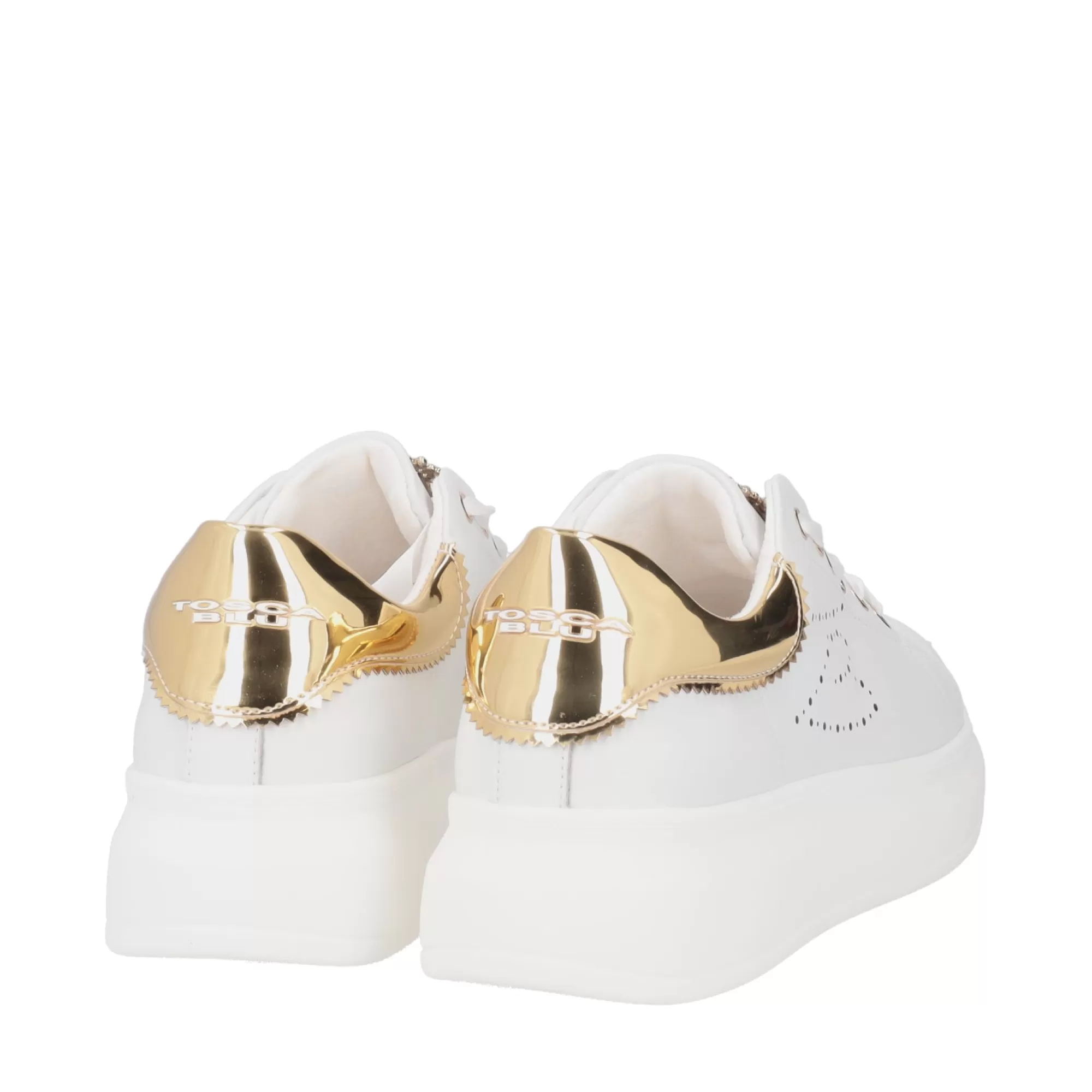 Sneakers*Tosca Blu Sneaker "Allison" In Nappa Bianca Con Accessorio Cuore Bianco